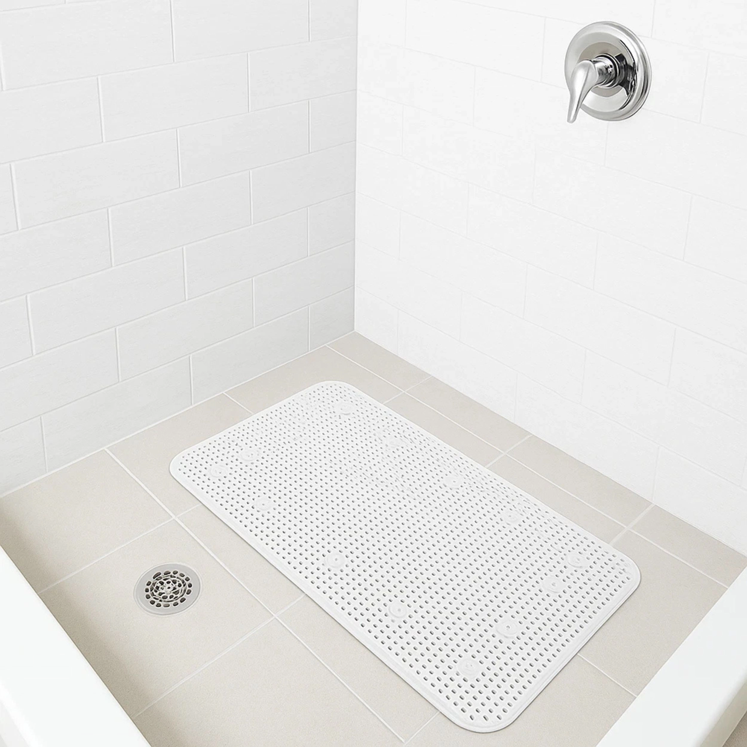 Home Collection Anti-Slip Waffle Bath Mat 27.5" x 16" with Suction Cups
