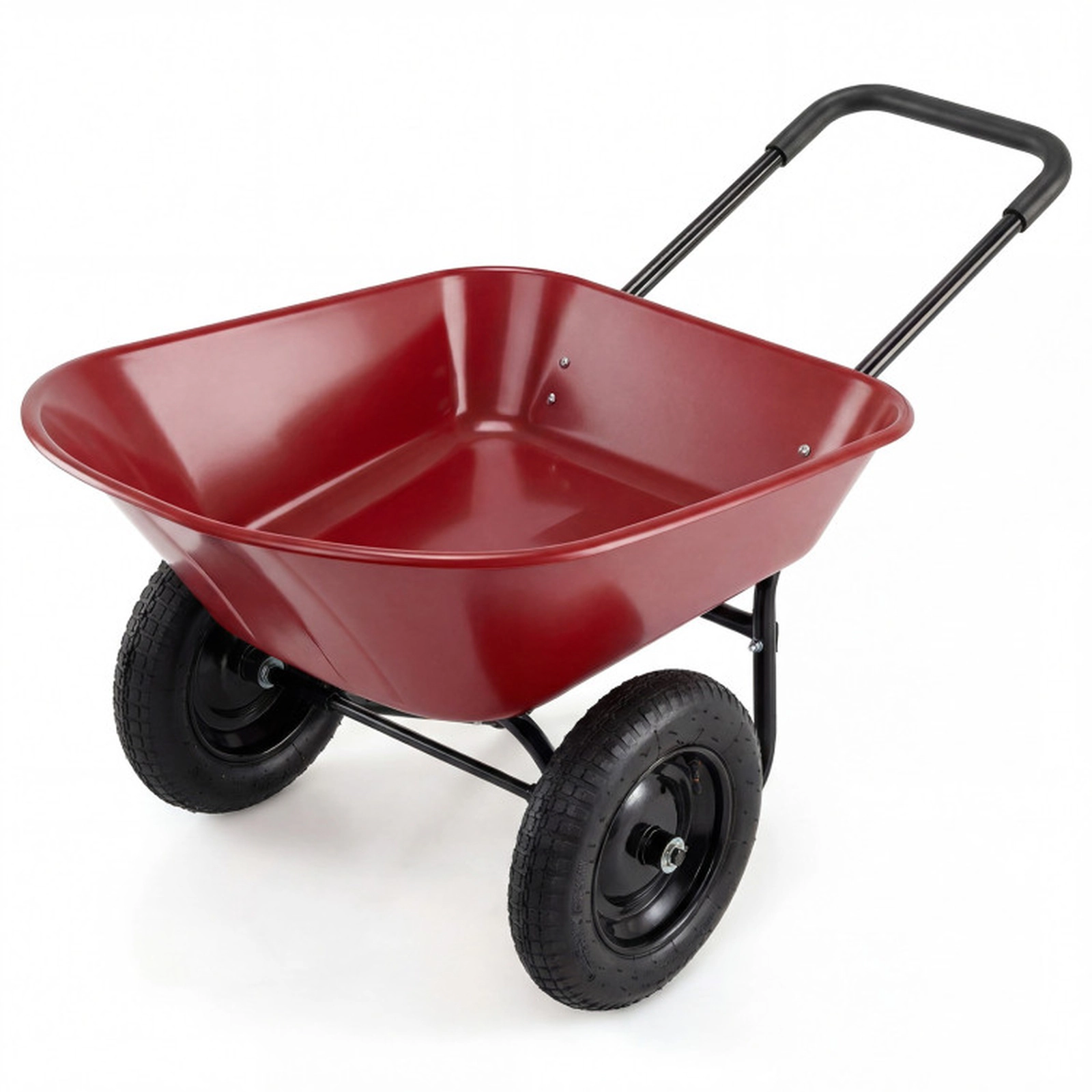 SUGIFT Steel 2-Tire Utility Dolly Garden Cart Wheelbarrow 54-in Frame 22-lb Net Weight Patio Warehouse Farm Use Red
