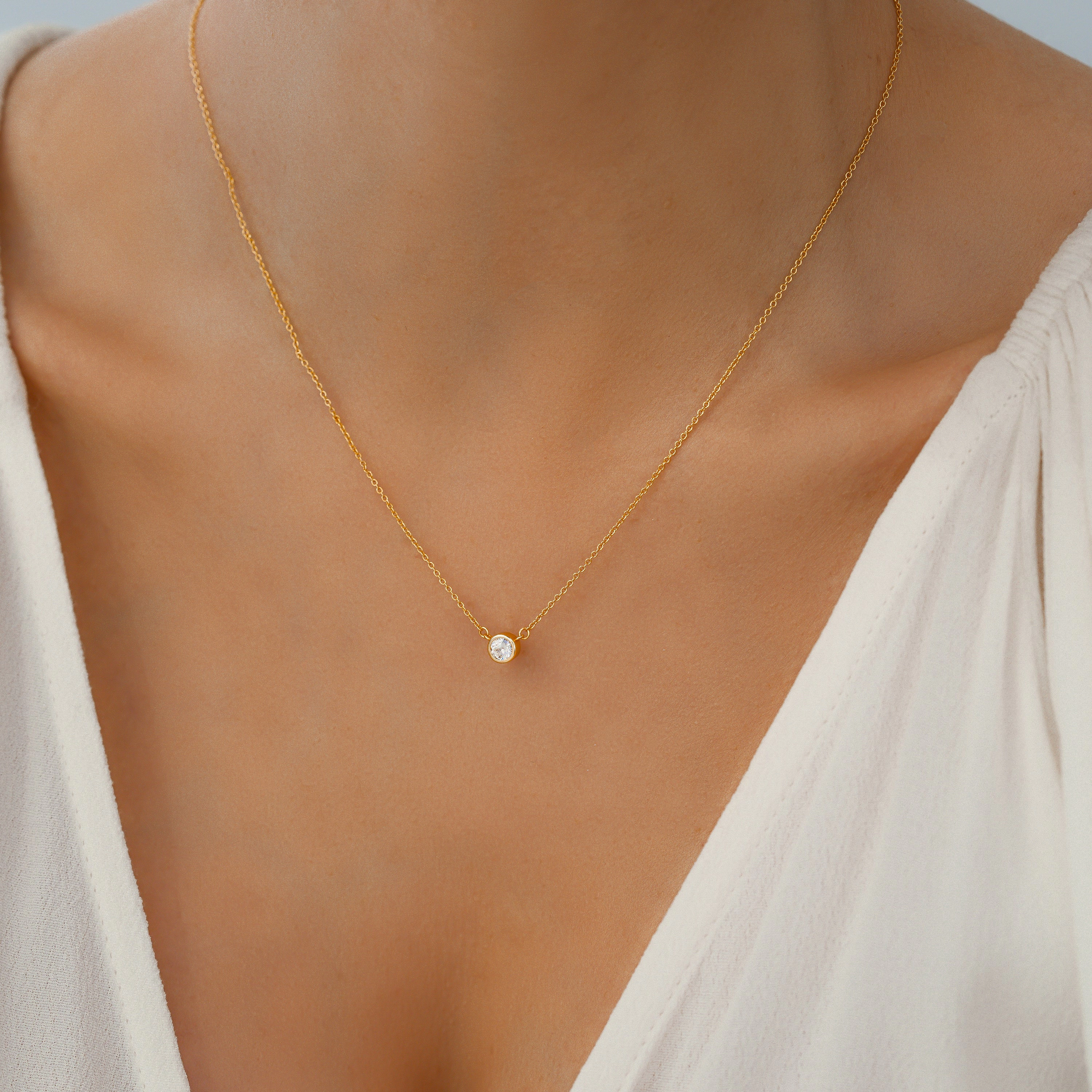 Mint & Lily Women's Classic Bezel Set Solitaire Necklace