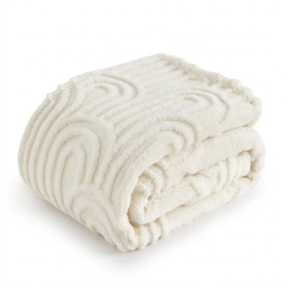 Technopliance Boho Sherpa Throw Blanket 50 x 60 Inch Off White