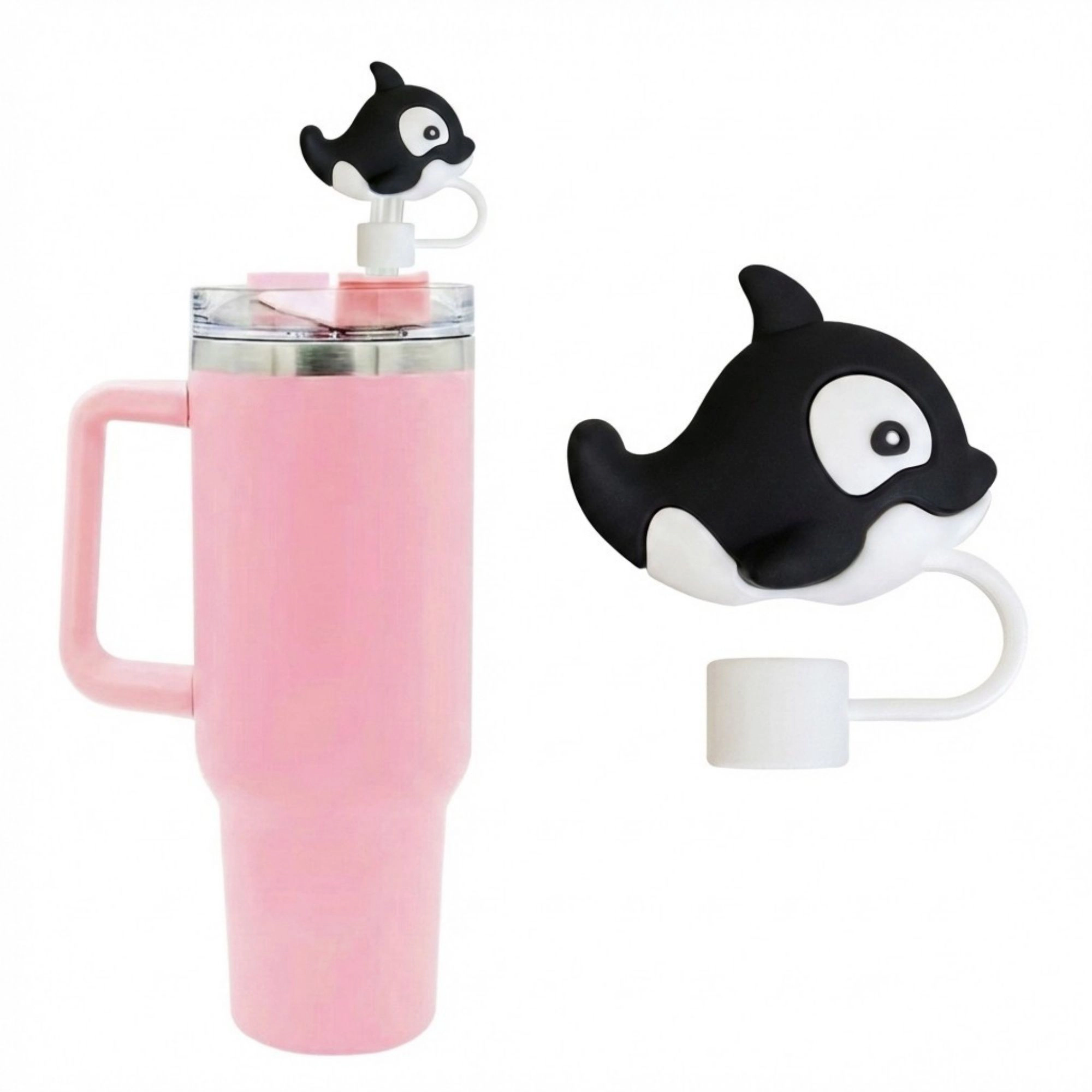 Alilang Unisex Whale Straw Cover Set 5 Pack Silicone Tumbler Straw Cap Reusable Decorative Drink Accessories
