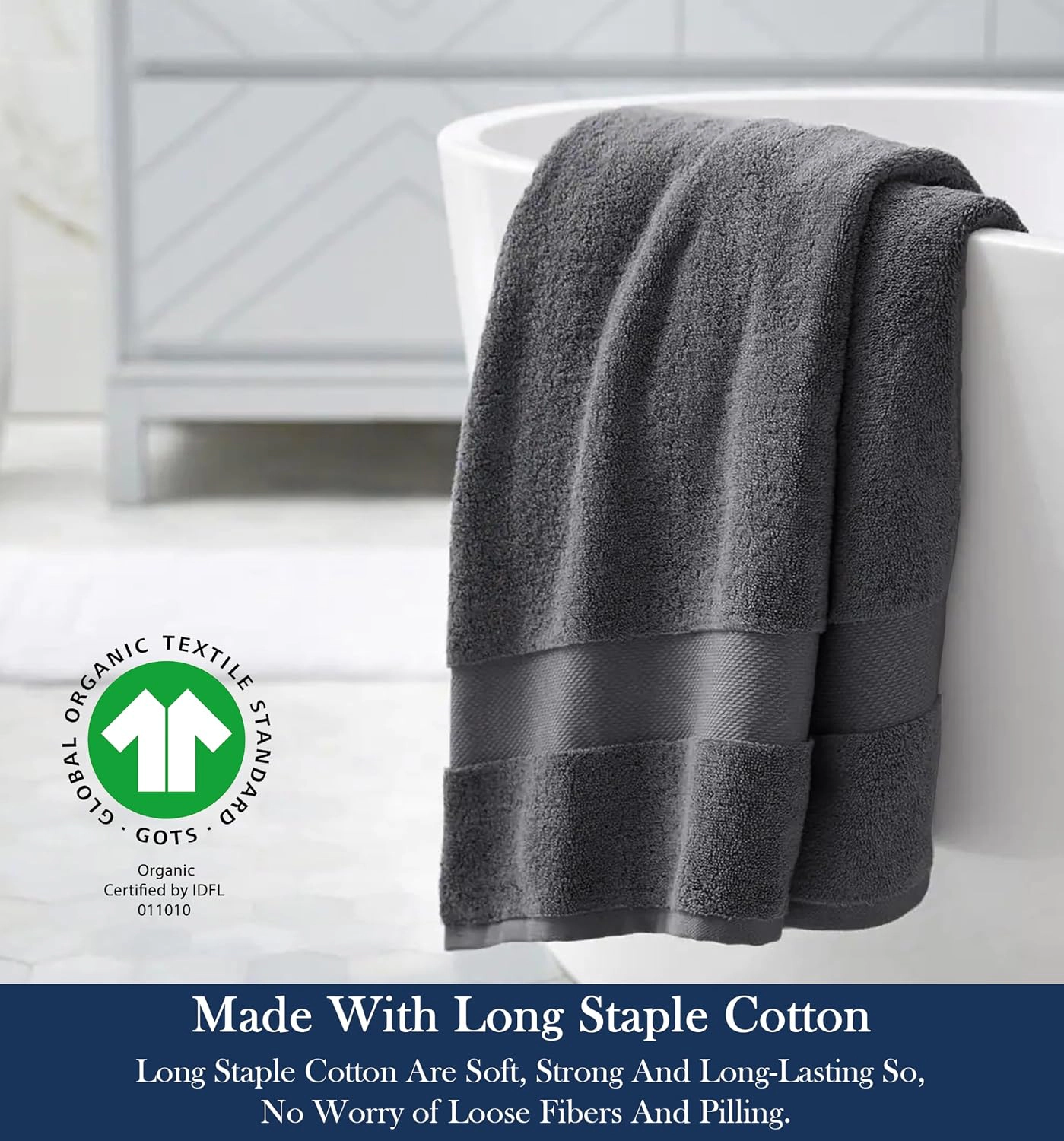 Delara Organic Cotton Luxuriously Plush Towels GOTS and Oeko-TEX Certified Feather Touch Technology Towel Set 6 Piece