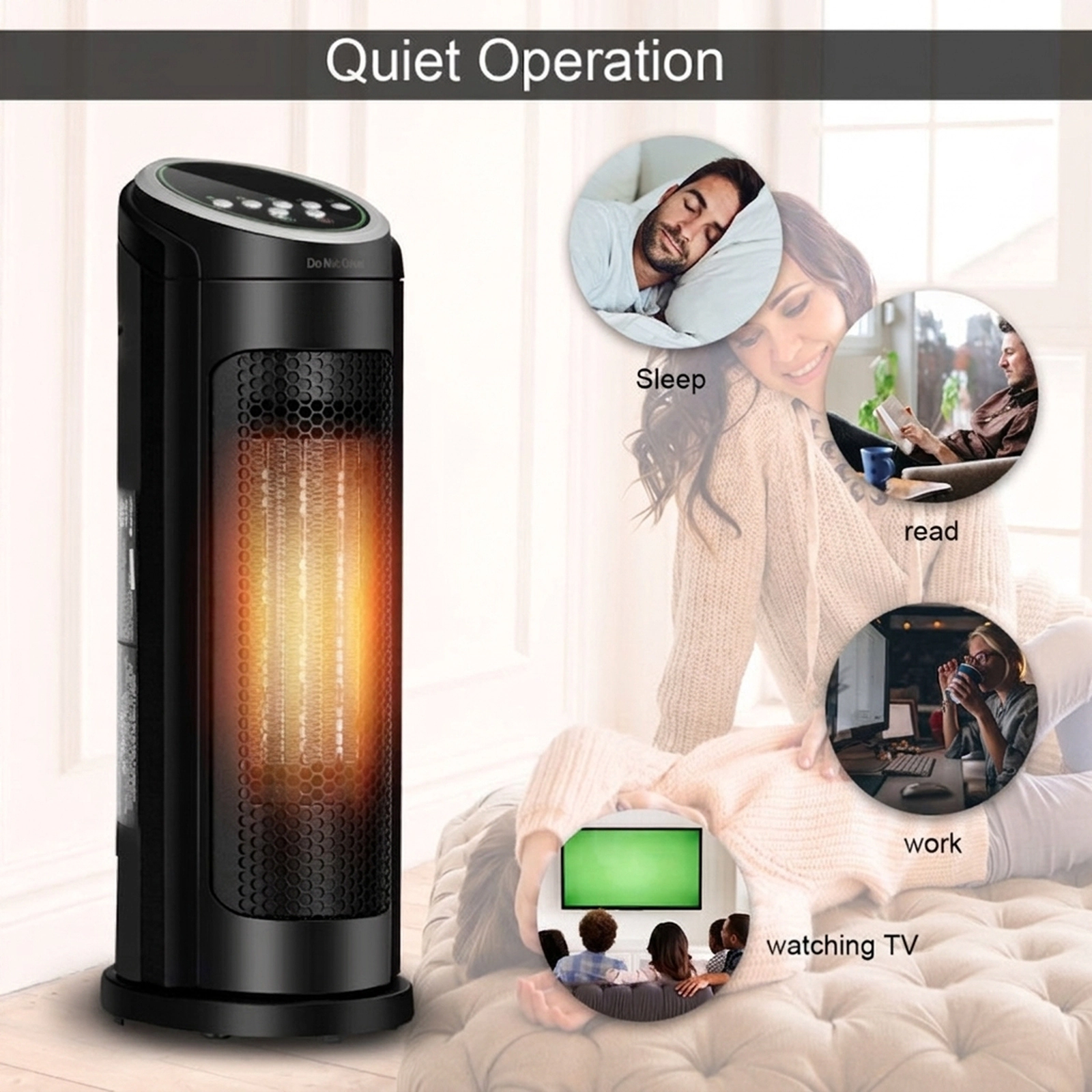 SUGIFT 1500W 120V Black Portable Oscillating PTC Ceramic Space Heater with LED Display and Remote Control