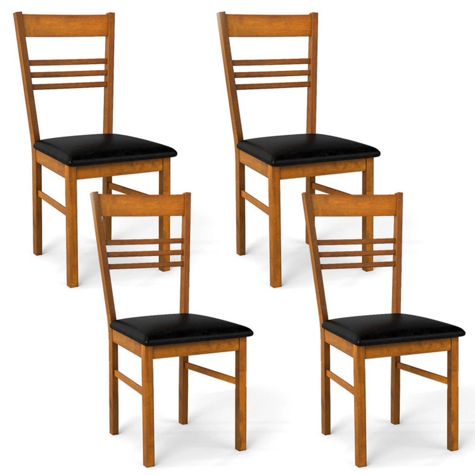SUGIFT High Back Wood Dining Chair with Rubber Wood Frame 330-lb Capacity Walnut/White Frame Black/Brown Seat