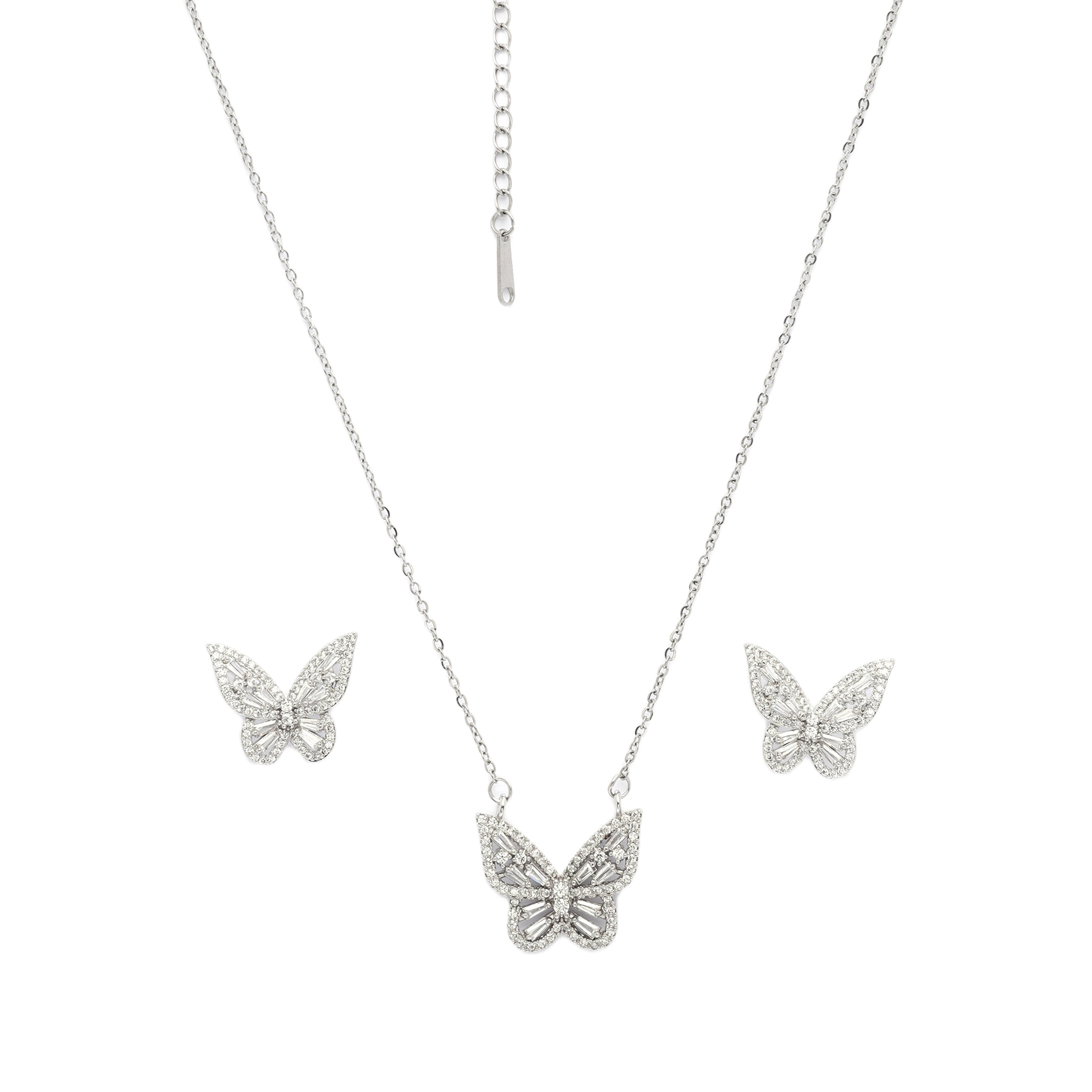 AGP PARIS Whimsy Butterfly Womens Necklace and Earrings Set