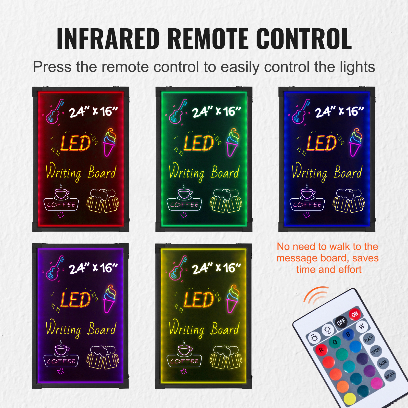 HONGGE LED Message Writing Board, Illuminated Erasable Lighted Chalkboard, Neon Effect Menu Sign Board