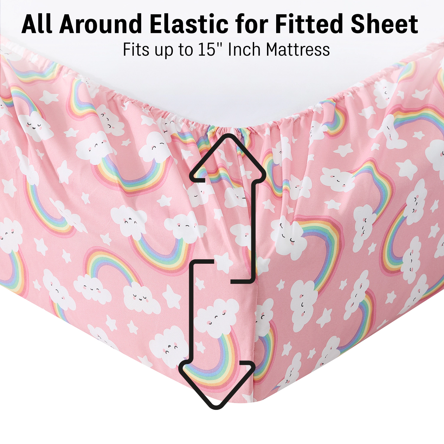 HLC.ME Purple Rainbow Printed Girls Bed Sheets Set - Wrinkle Resistant & Ultra Soft Fits Mattresses up to 15 Deep