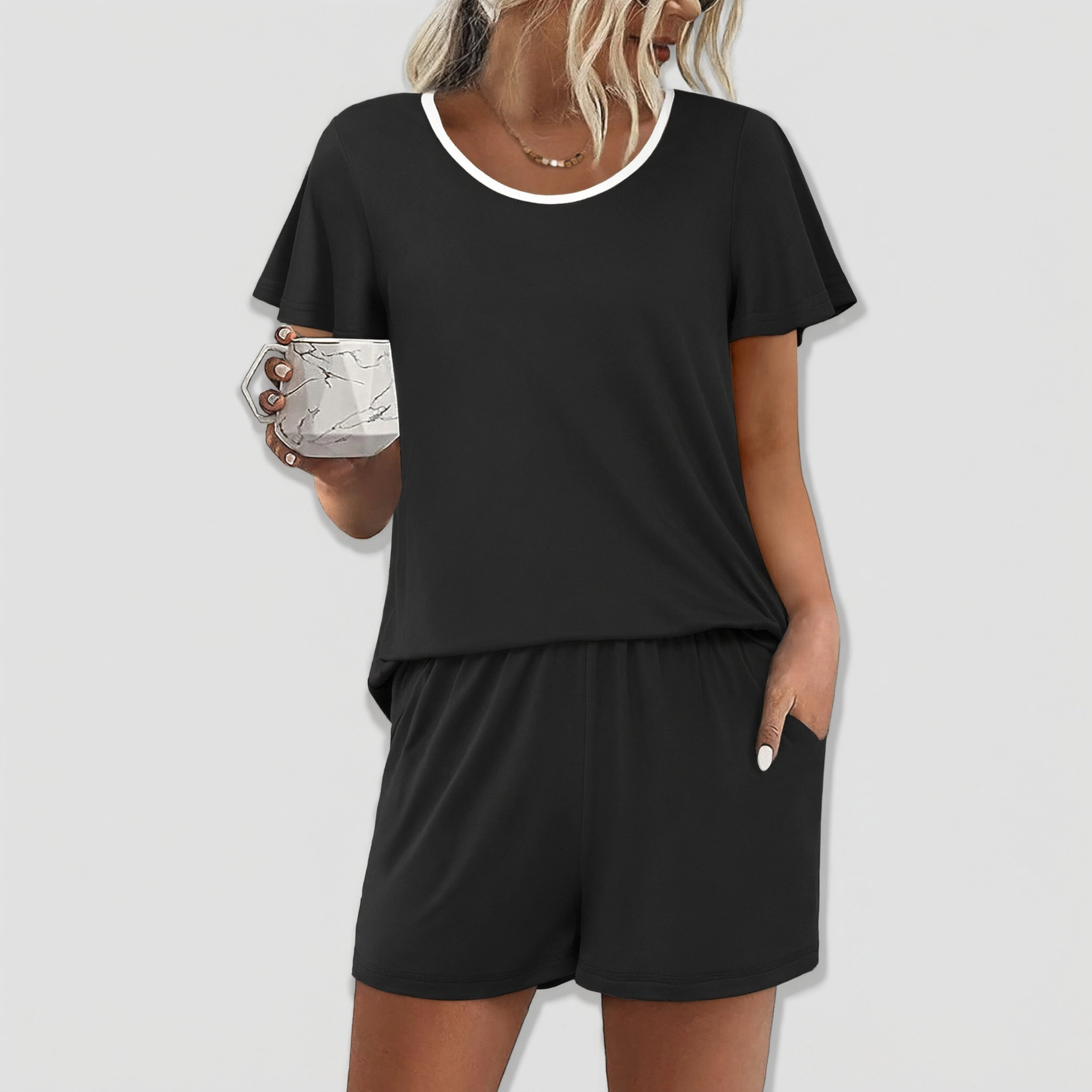 Ekouaer Womens Pajama Set Summer Short Sleeve Pjs Sleepwear Cute Two Piece Lounge Sets