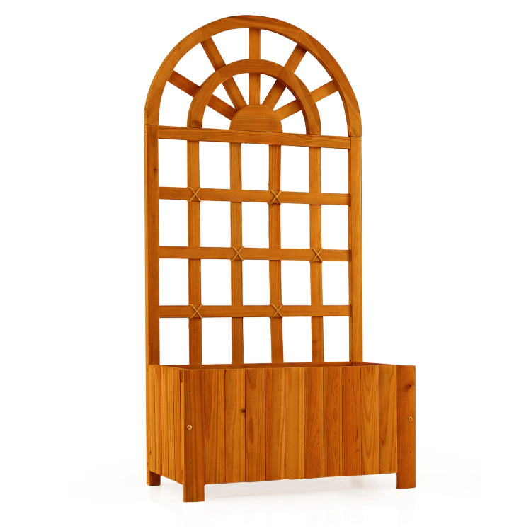 Hivvago Wooden Raised Garden Bed with Trellis 48 Inch Outdoor Screen