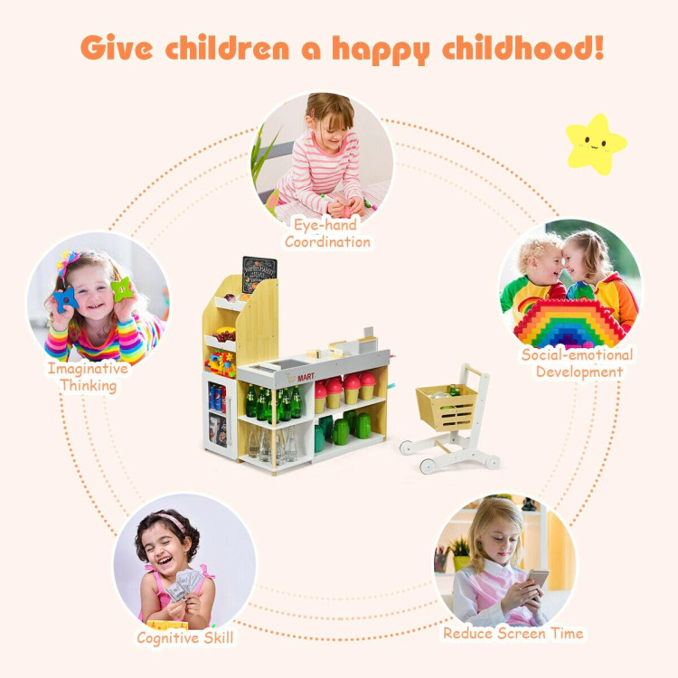 Hivvago Grocery Store Playset Pretend Play Supermarket Shopping Set