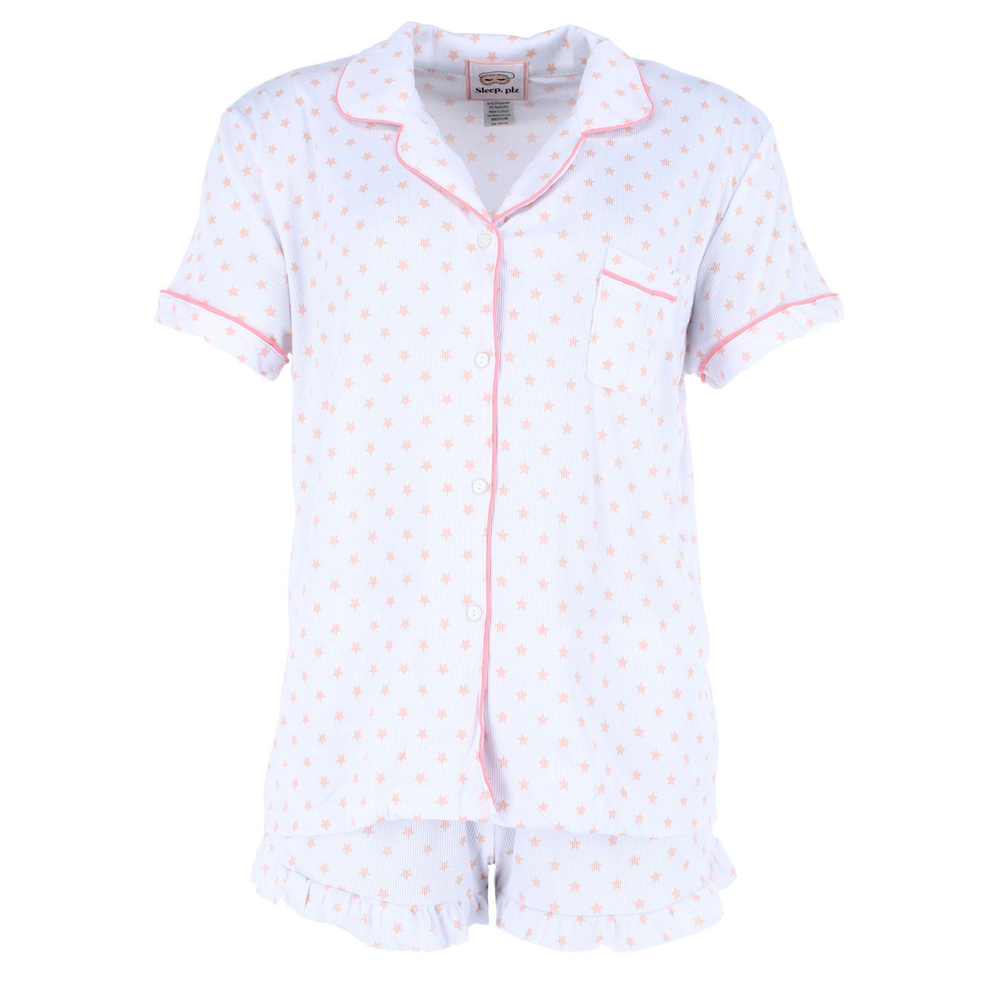 CTM Women's Star Donut Short Sleeve Pajama Set by Sleep plz