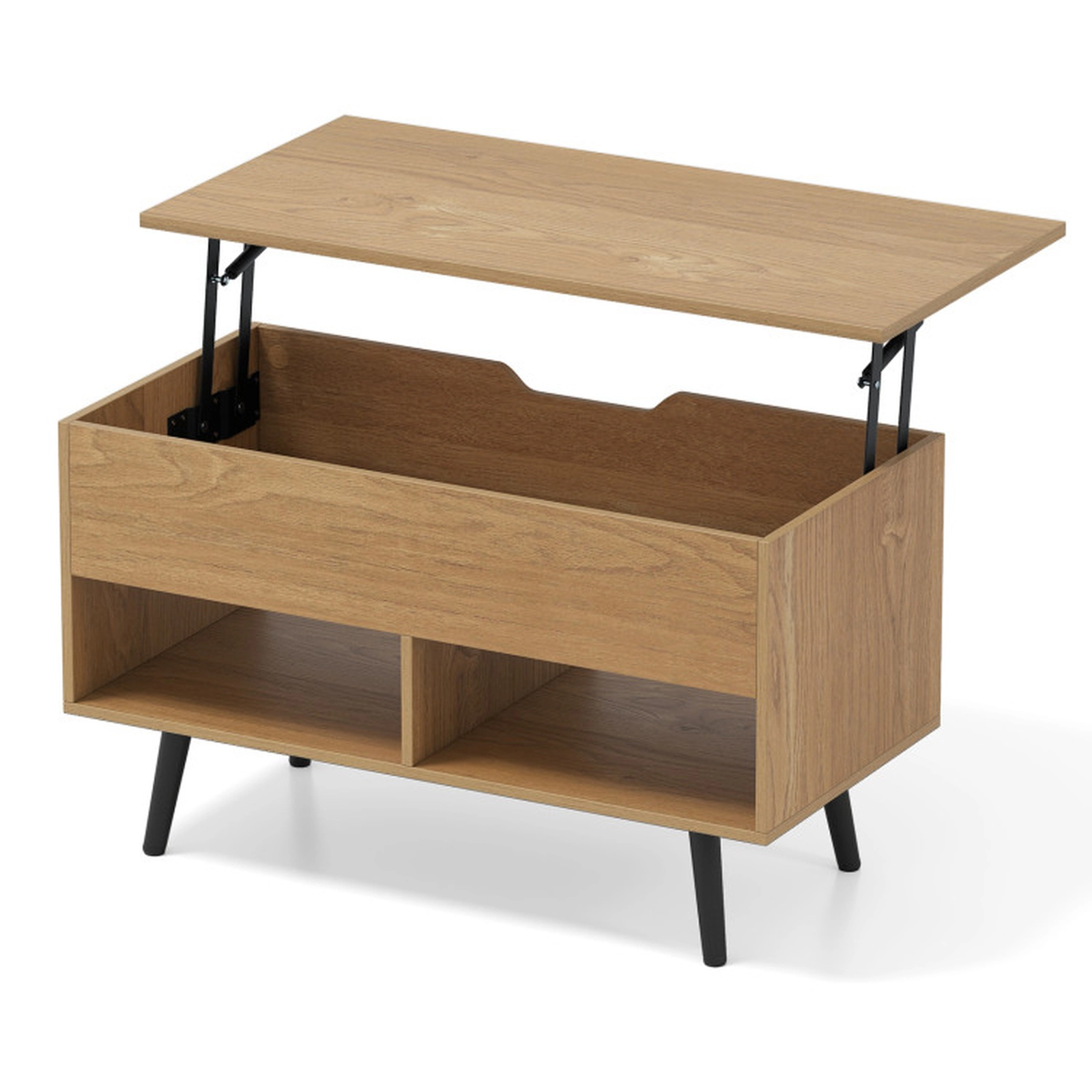 SUGIFT 31.5-in 23.5-in Lift Height Hydraulic Lift-Top Coffee Table with Hidden Storage and 2 Open Shelves