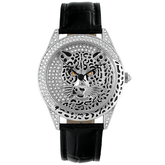 Peugeot Women's Couture Silver Watch Leopard Dial Swarovski Crystal