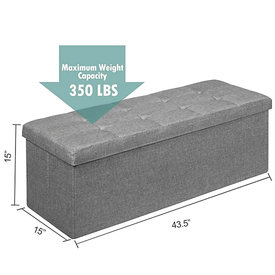 SlickBlue Foldable Storage Bench with Removable Divider and Padded Seat