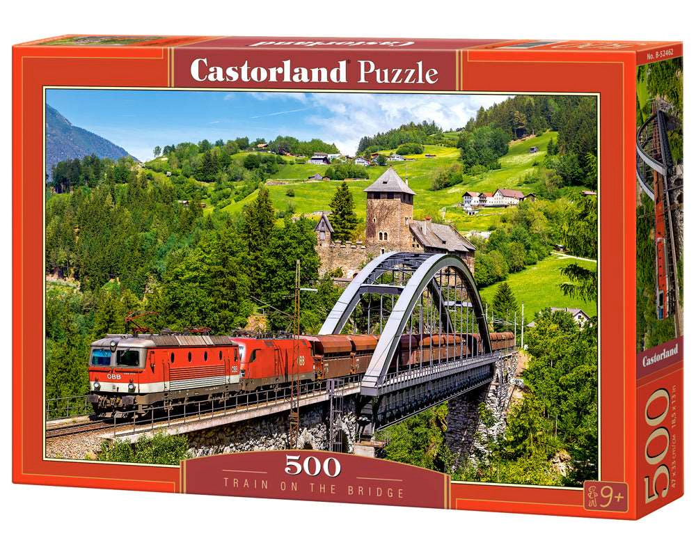 CASTORLAND 500 Piece Jigsaw Puzzle, Train on the Bridge, Mountain Train, Locomotive Puzzle, Train puzzle, B-52462