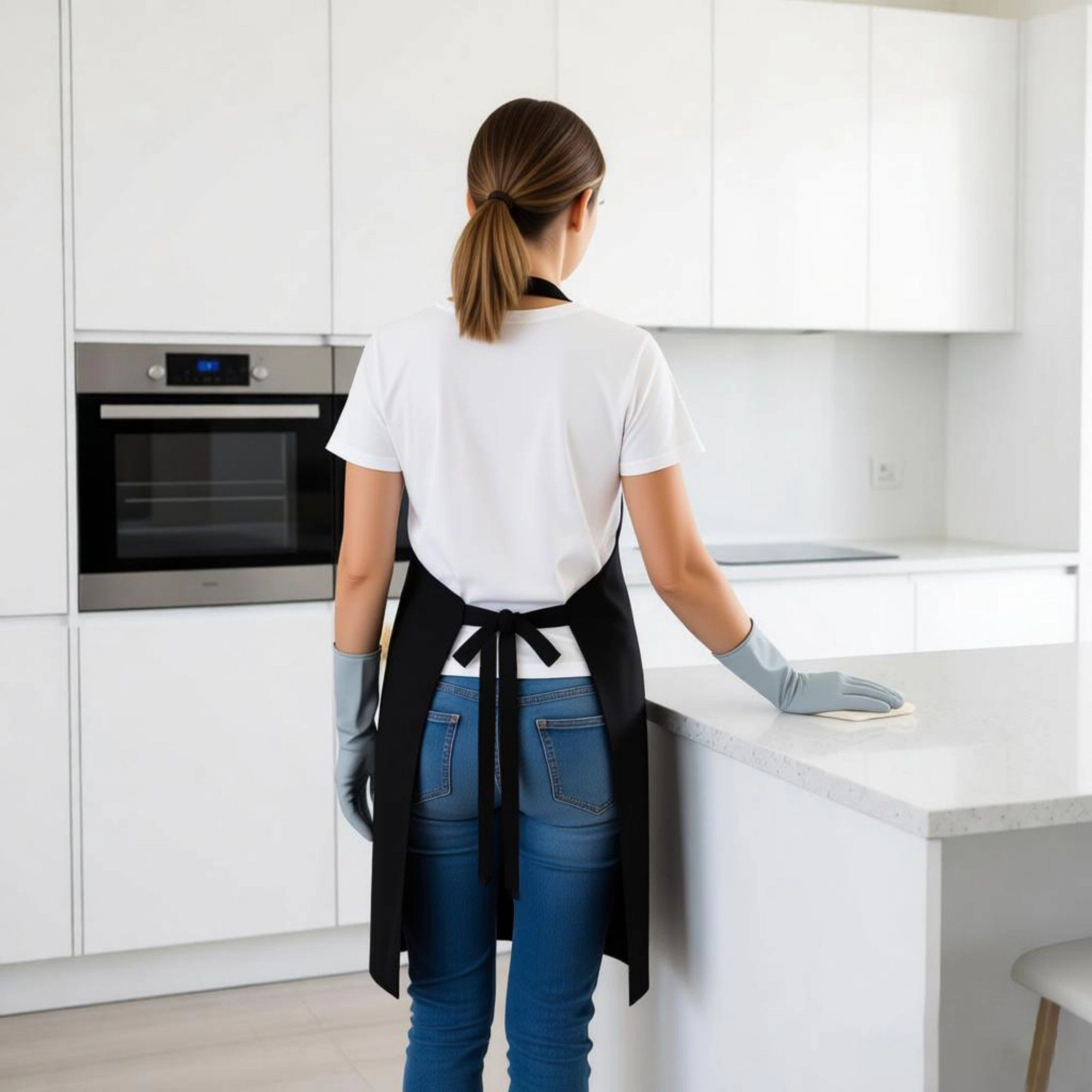 Alilang Women Kitchen Apron Adjustable Neck with Pocket for Cooking Baking Crafting