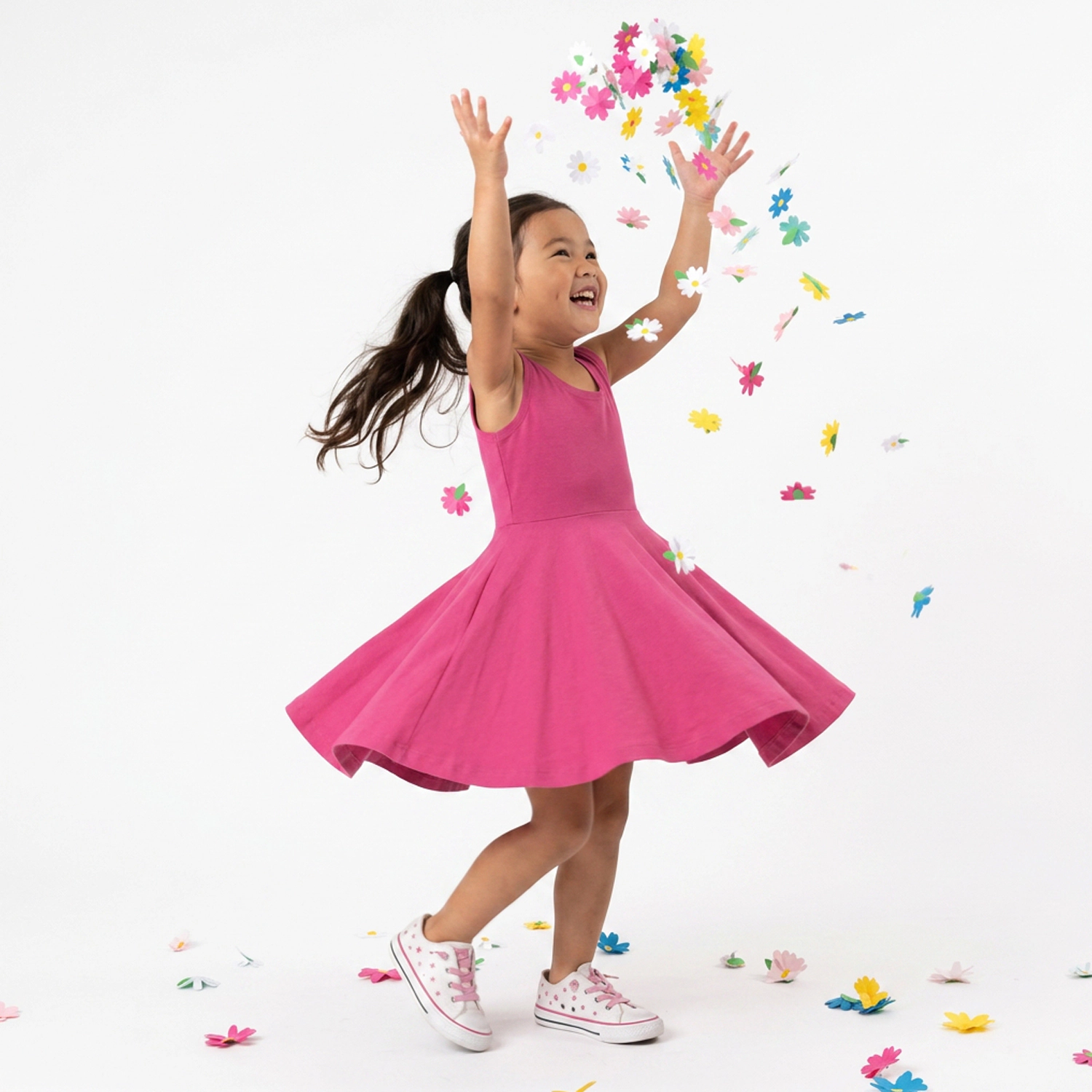 Mightly Girls Organic Cotton Solid Sleeveless Skater Twirl Dress