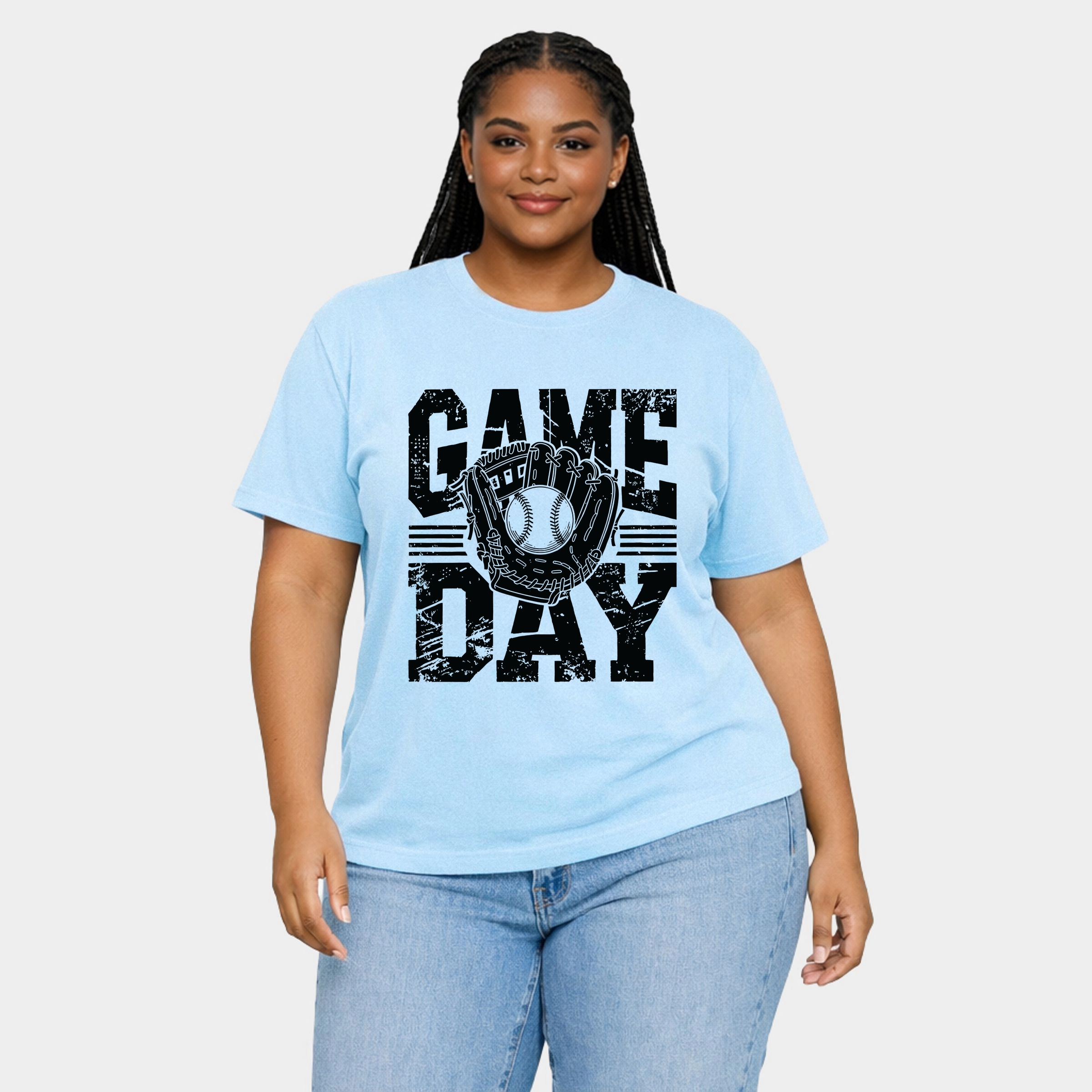 Simply Sage Market - Baseball Game Day Glove Women's Plus Sized Garment Dyed Graphic T-Shirt