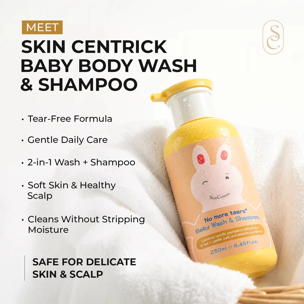 Skin Centrick Baby Body Wash & Shampoo - 250 ml, Tear-Free 2-in-1 with Aloe Vera & Coconut Oil for Sensitive Skin