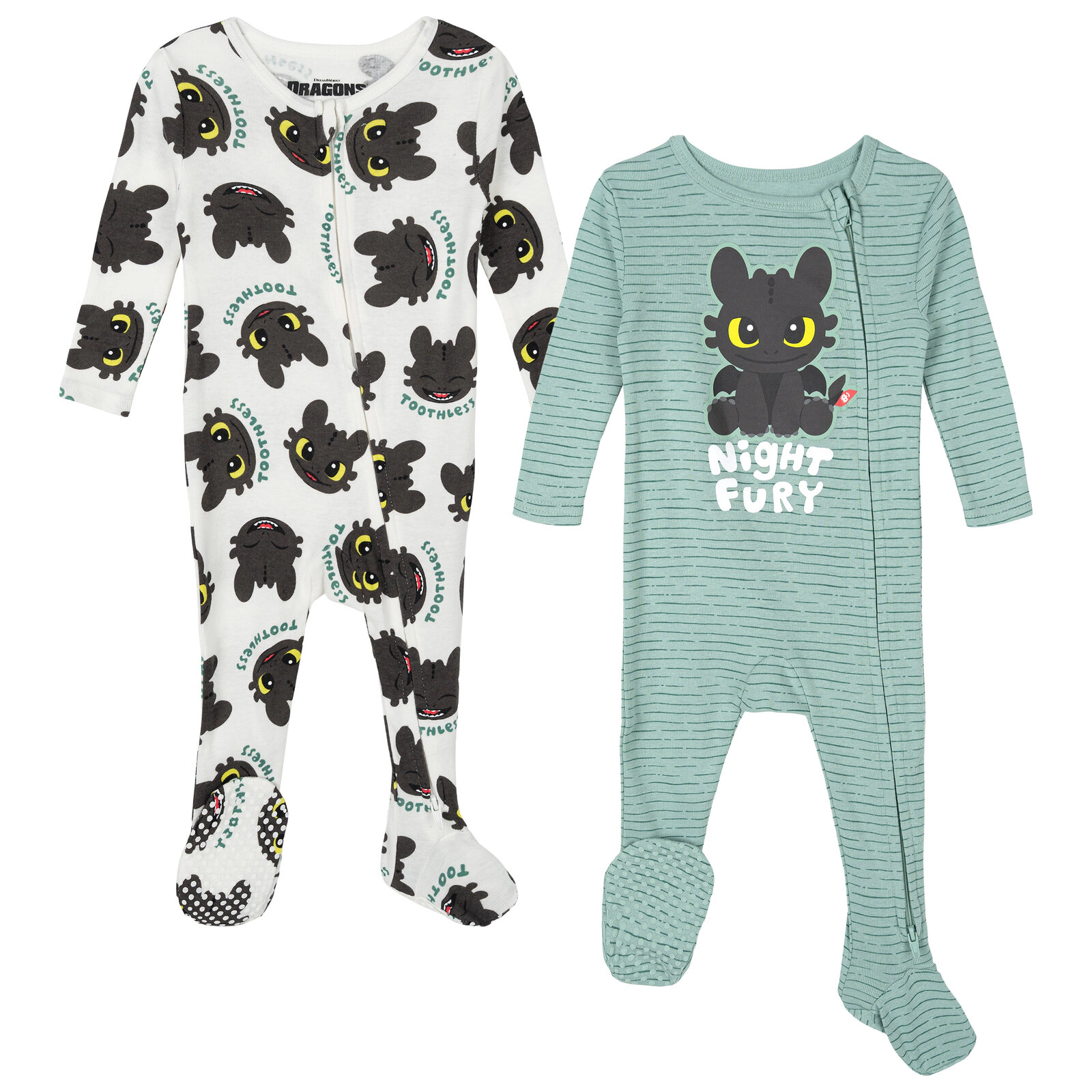 DreamWorks How to Train Your Dragon Toothless Baby Boys' Footed Sleep N' Play 2-Pack