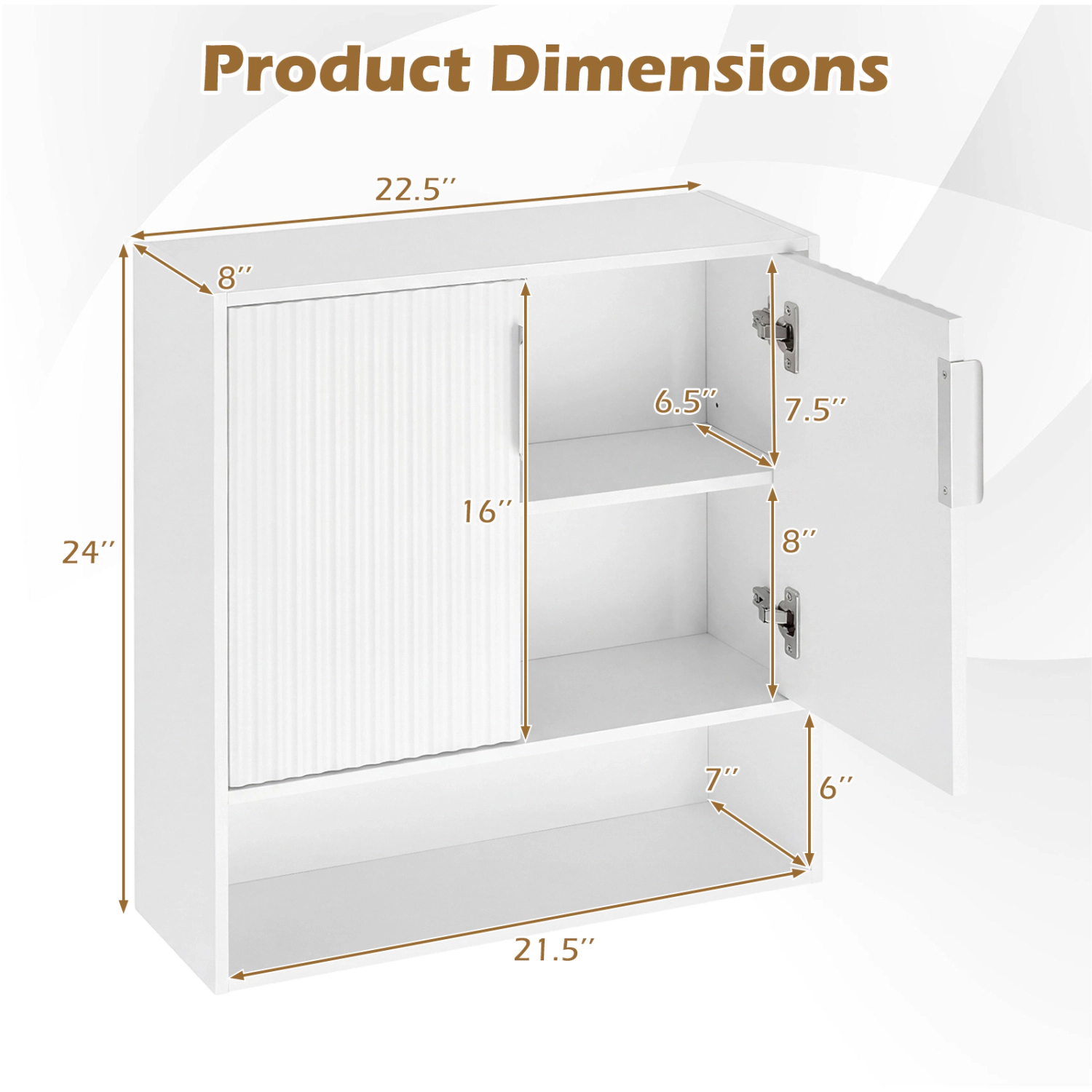 Slickblue White Bathroom Organizer Cabinet with Adjustable Shelf and Open Storage