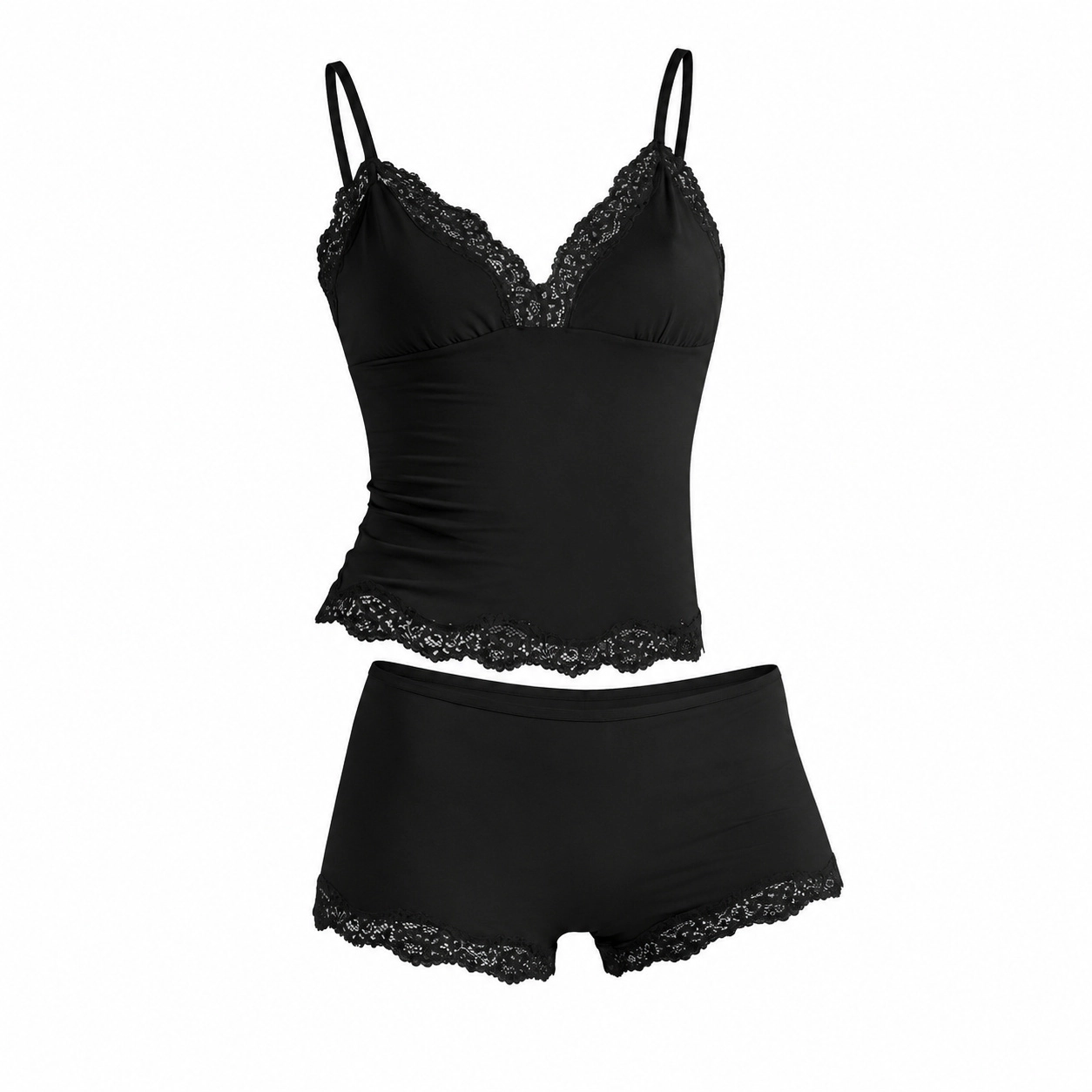 WZK Womens 2-Piece V Neck Tank Top Shorts Knit Summer Wear Lounge Pajama Set