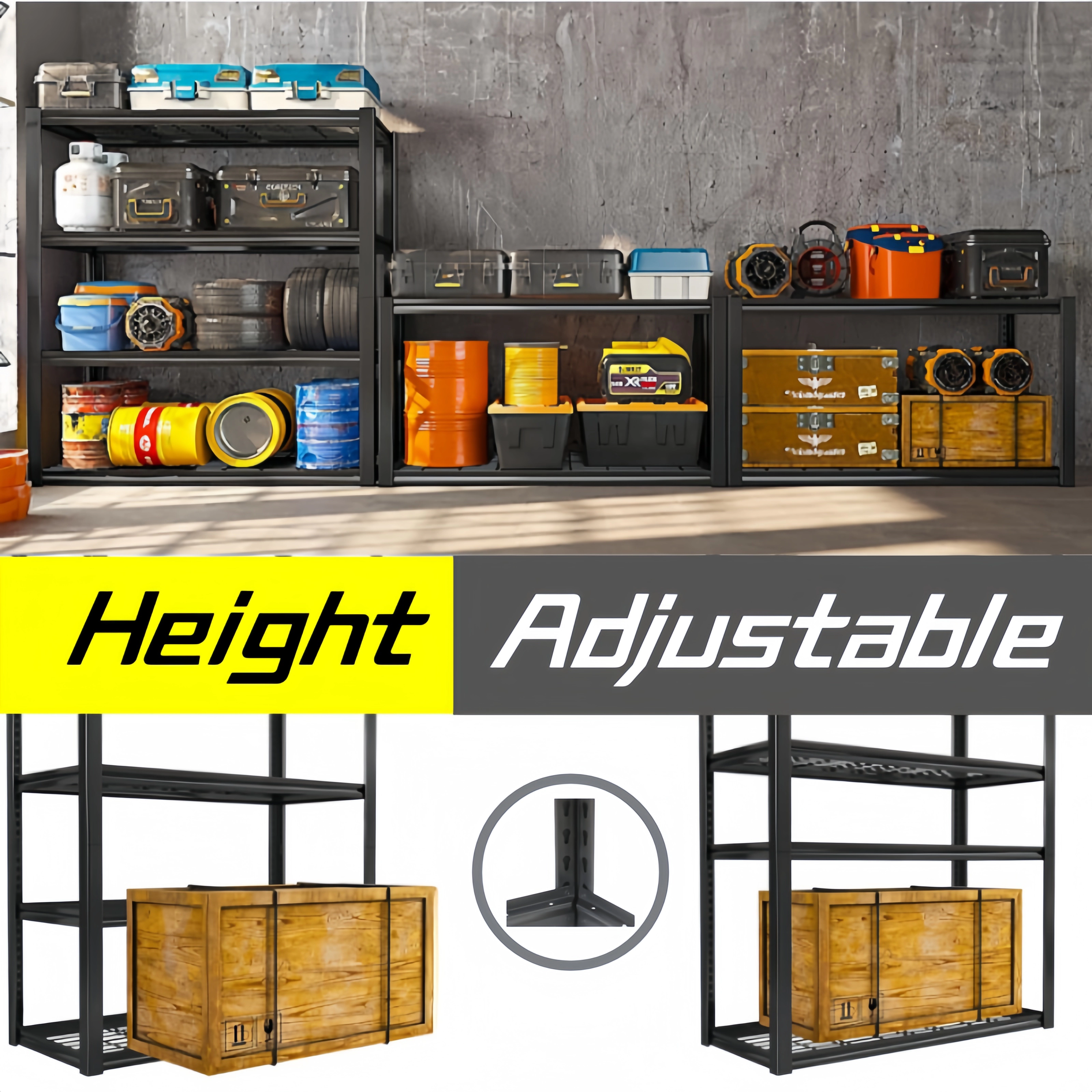 Flynama 5 Tier Heavy Duty Steel Shelving 78 in Adjustable Storage Rack for Garage Basement and Kitchen Easy Assembly