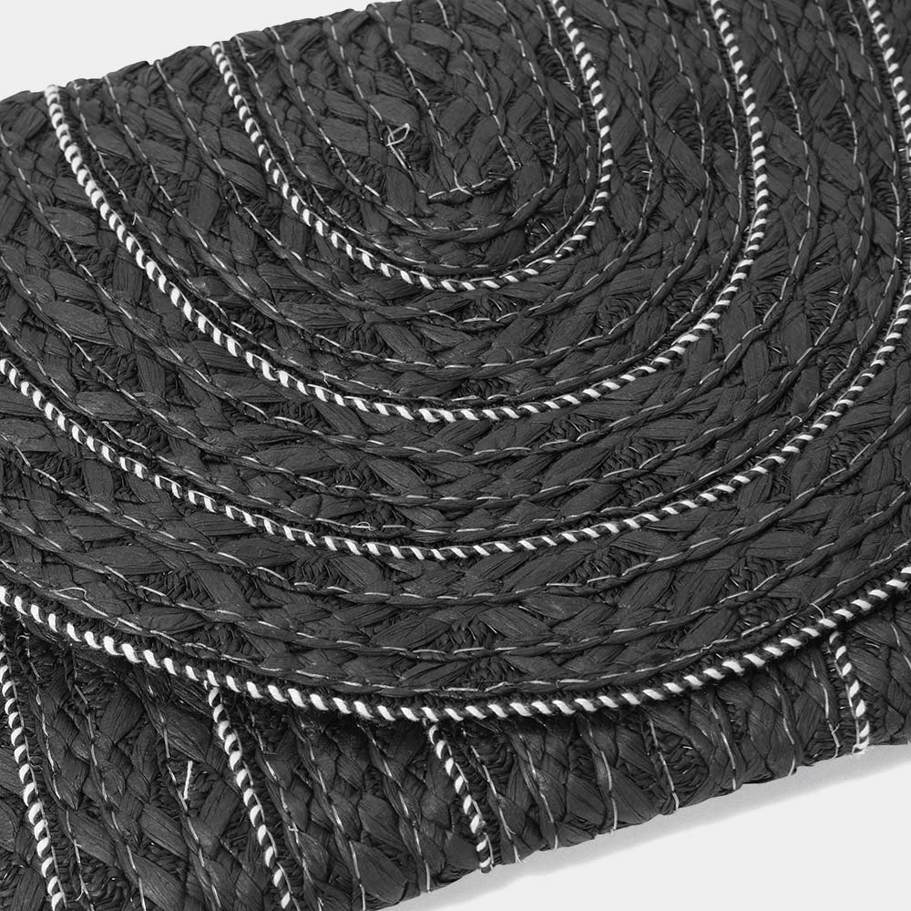 FASHNZFAB Stitch Detailed Straw Clutch Bag / Crossbody Bag