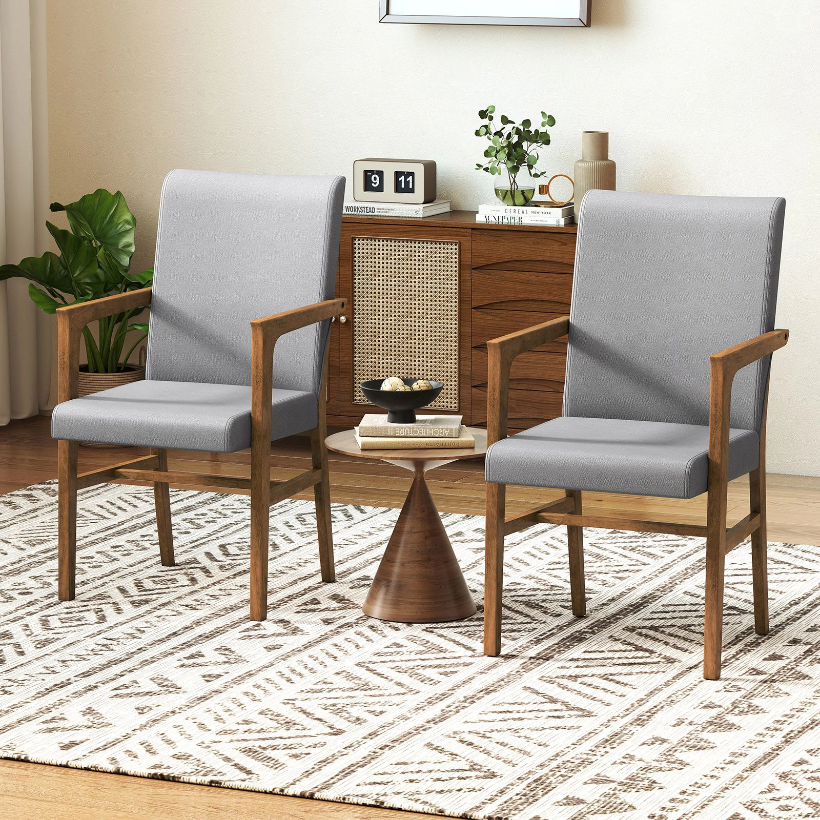 SlickBlue Set of 2 Upholstered Accent Chairs with High Back & Armrests