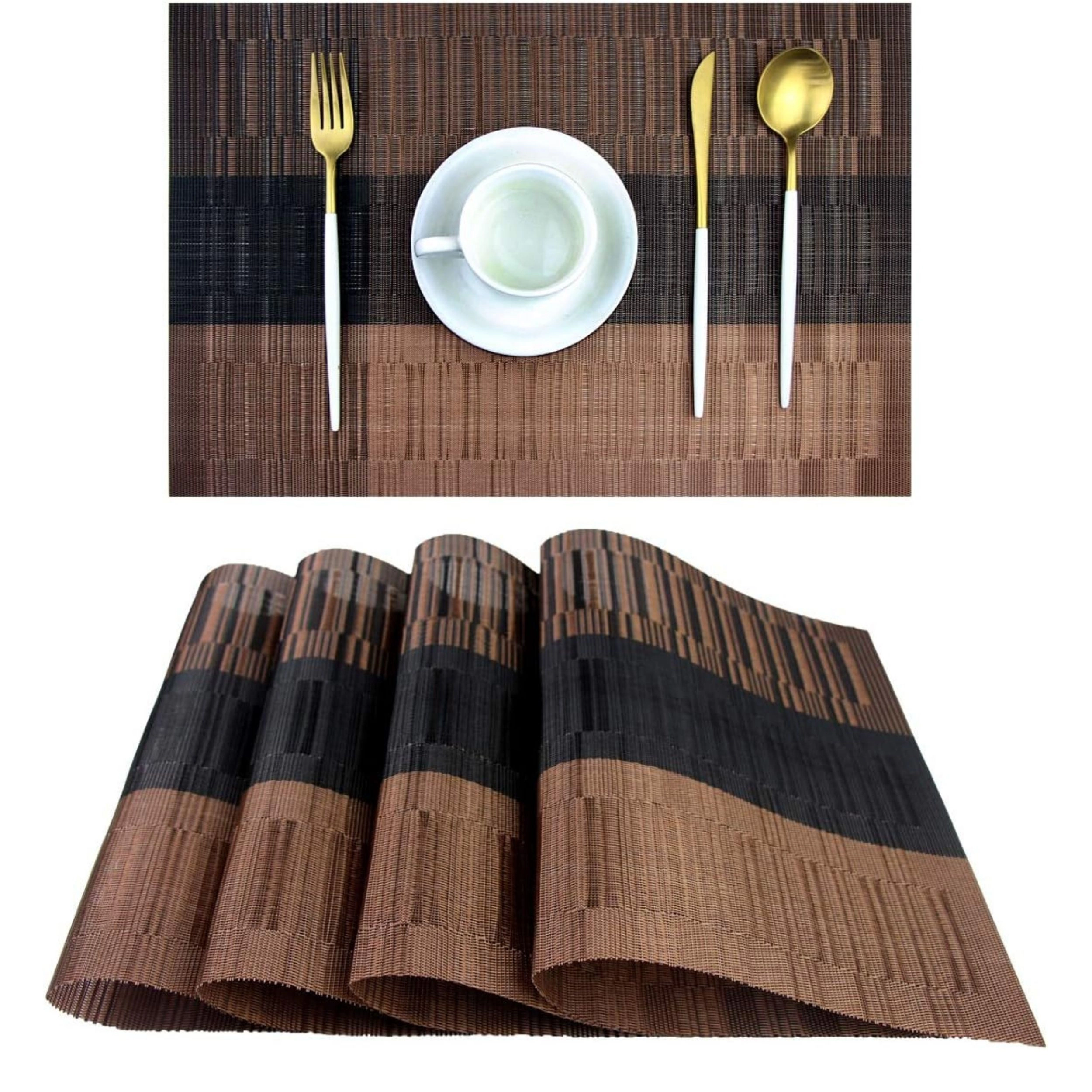 Stock Preferred Pack of 4 Washable Woven Vinyl Dining Table Placemats