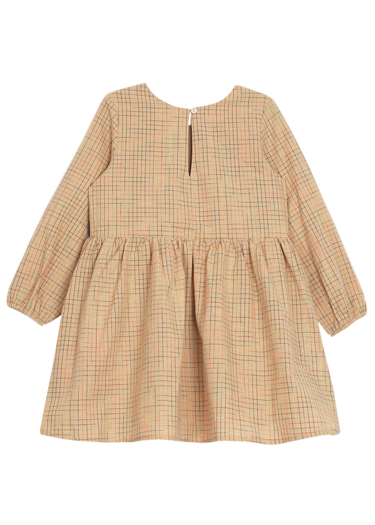 Mabel and Honey Plaid Woven Natural Waist Dress - Tan