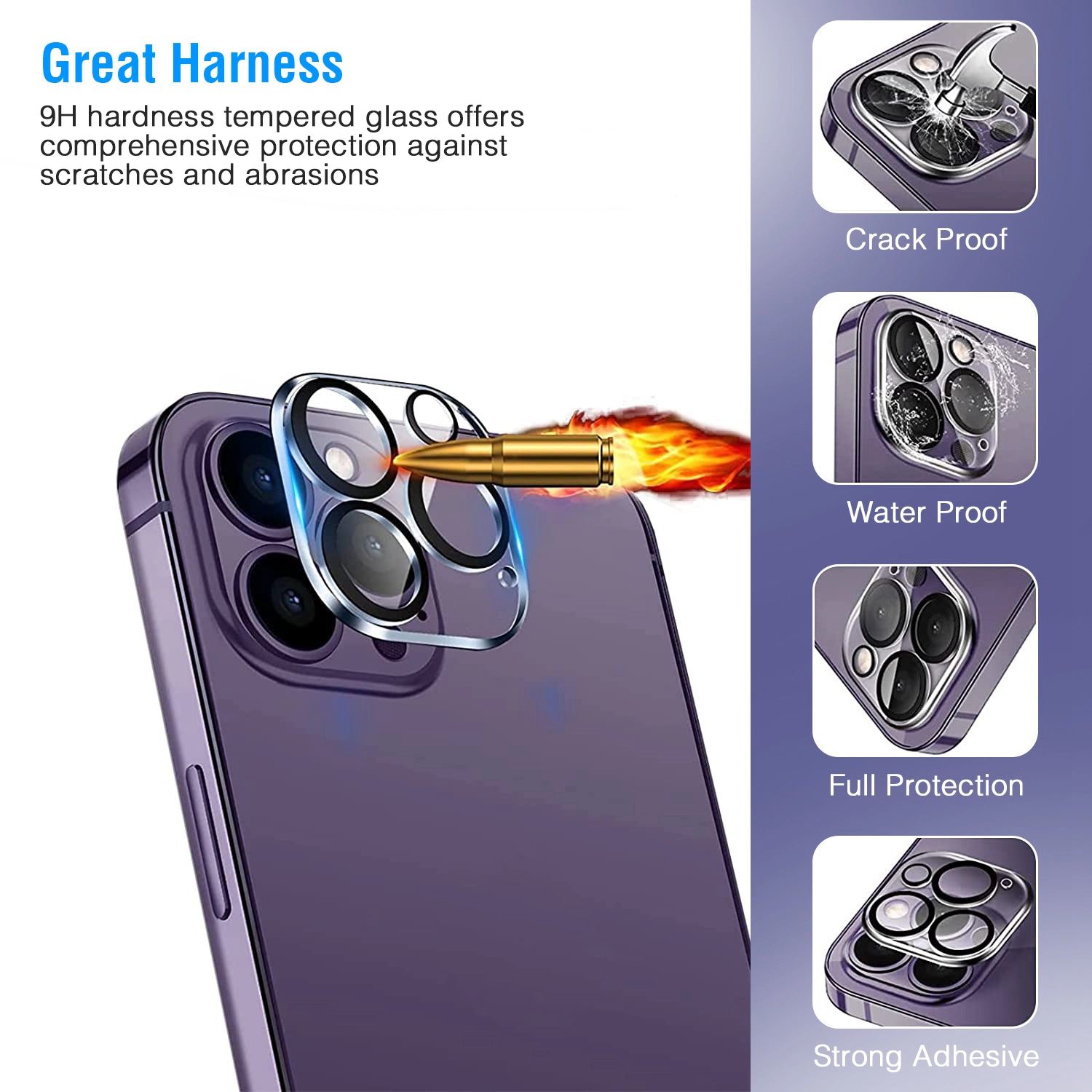 GBruno 9H Tempered Glass Screen Protector and Camera Lens Set, 2 + Pack