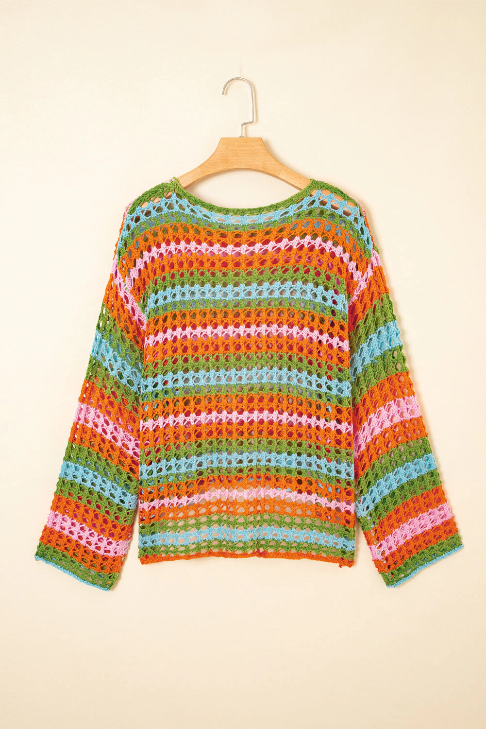 Threaded Pear Women's Cora Stripe Open Knit Sweater