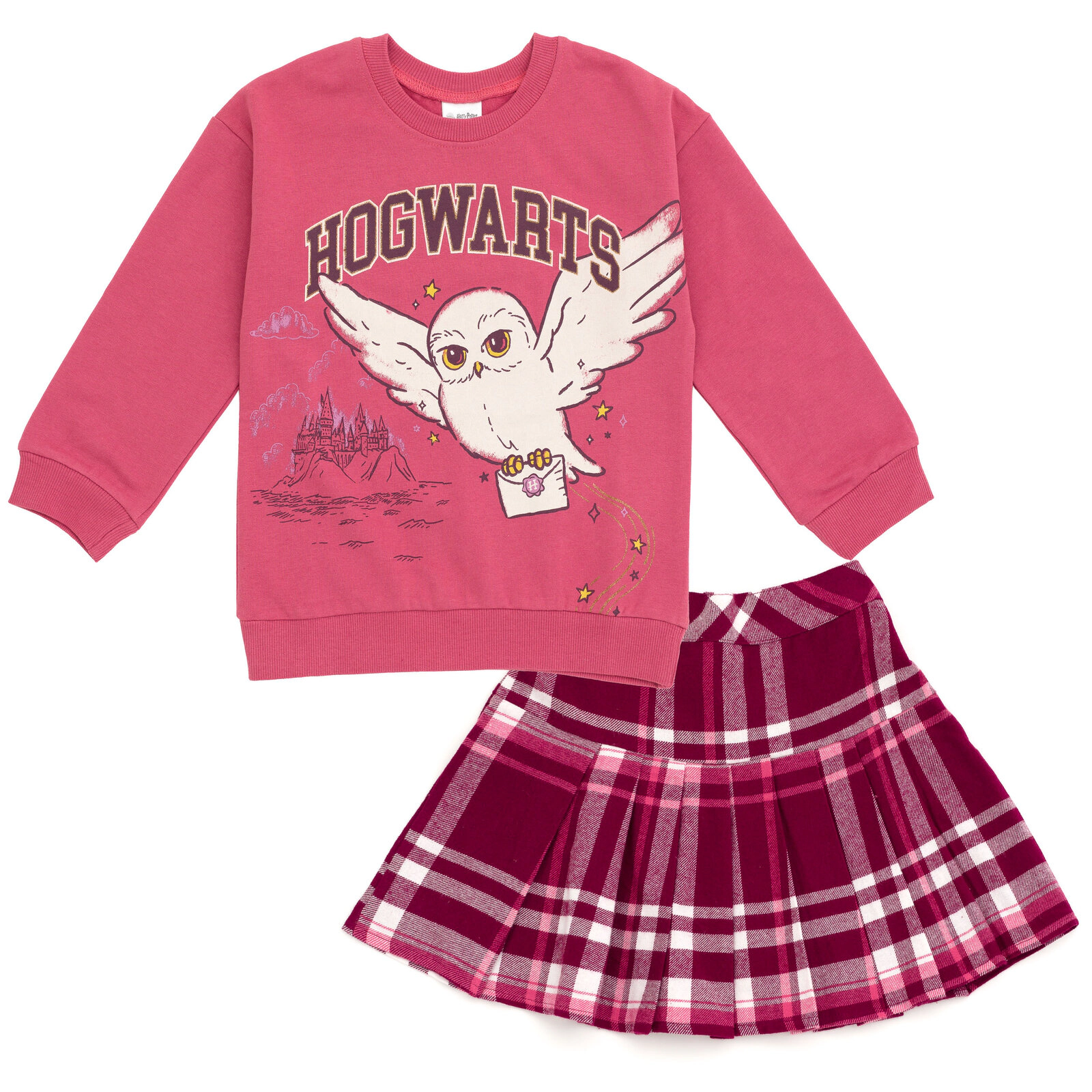 Harry Potter Hedwig Girls' 2-Piece Fleece Sweatshirt and Pleated Skirt Set