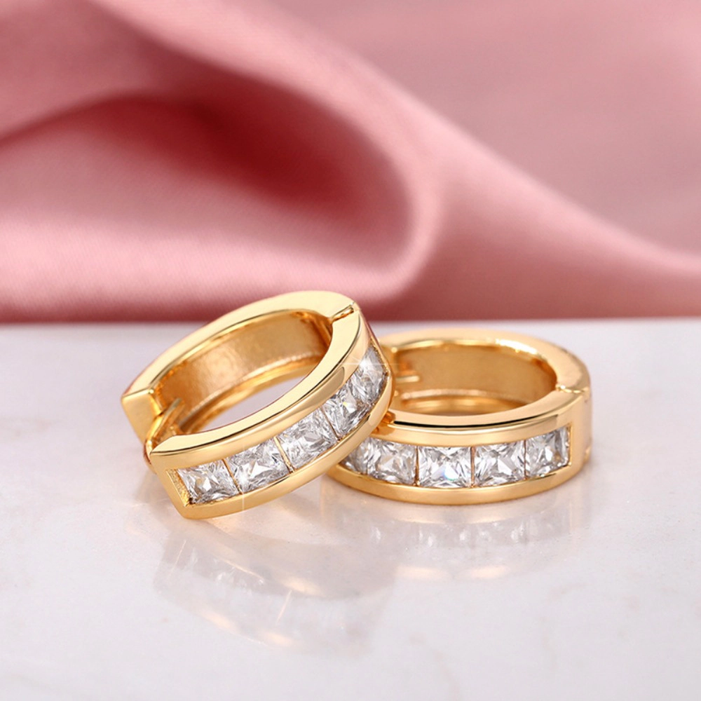 Wardrobe Whimsy Channel Set Cubic Zirconia Huggie Hoop Earrings