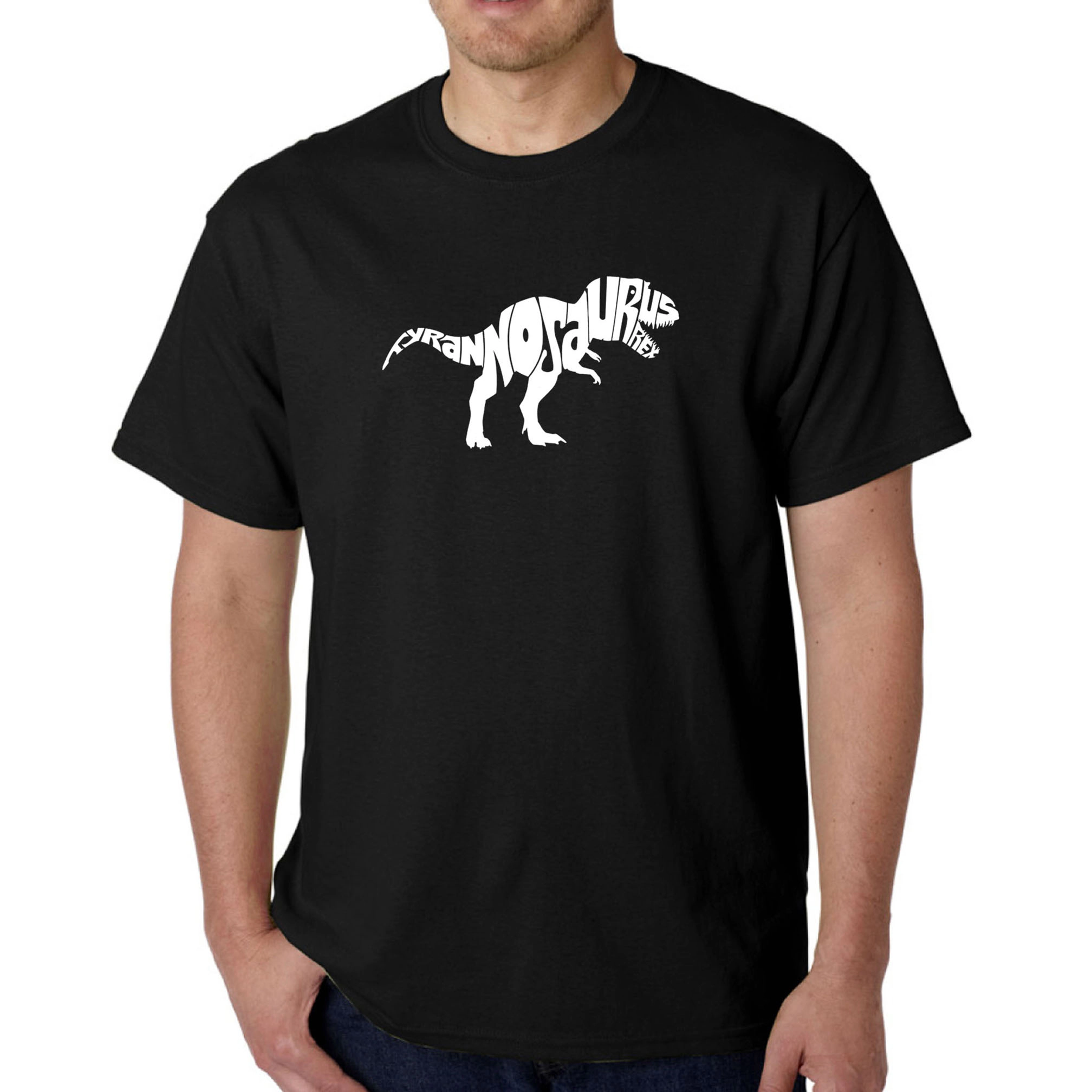 LA Pop Art Men's Word T-Shirt - Tyrannosaurus Rex
