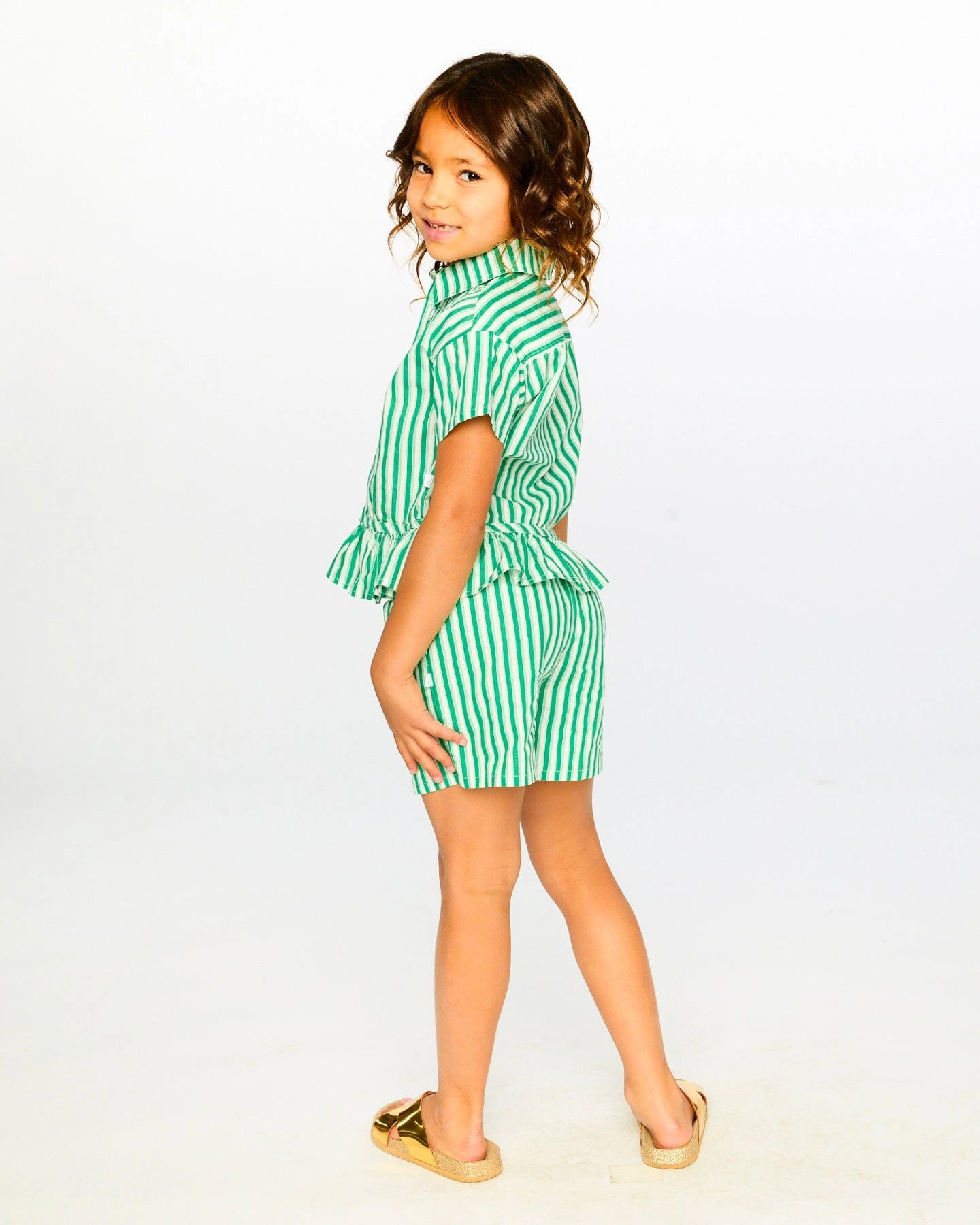 Deux par Girls Striped Elastic Waist Shorts