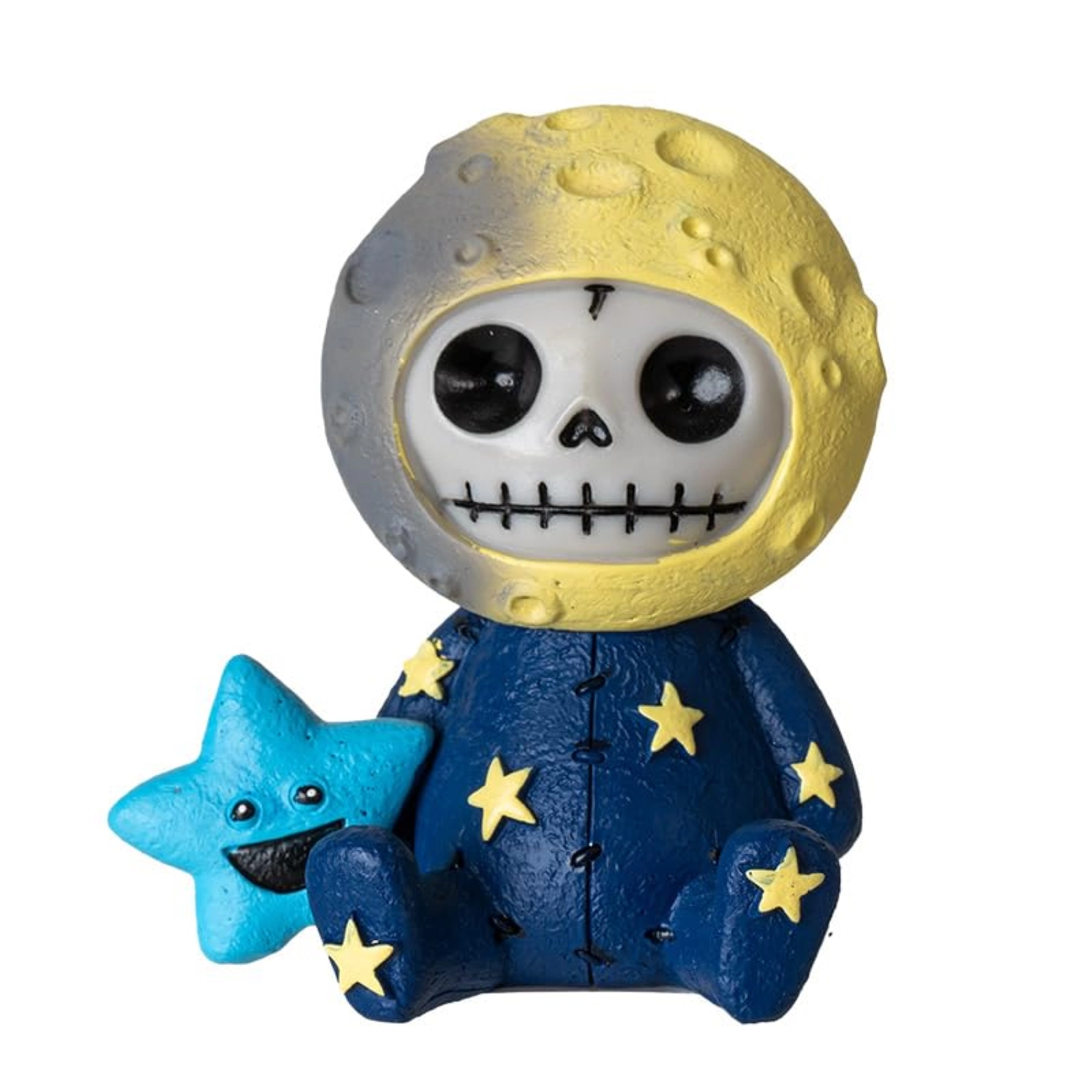 Pacific Giftware Furrybones Luno Figurine Skeleton in Moon Costume with Blue Star Friend 3 inch
