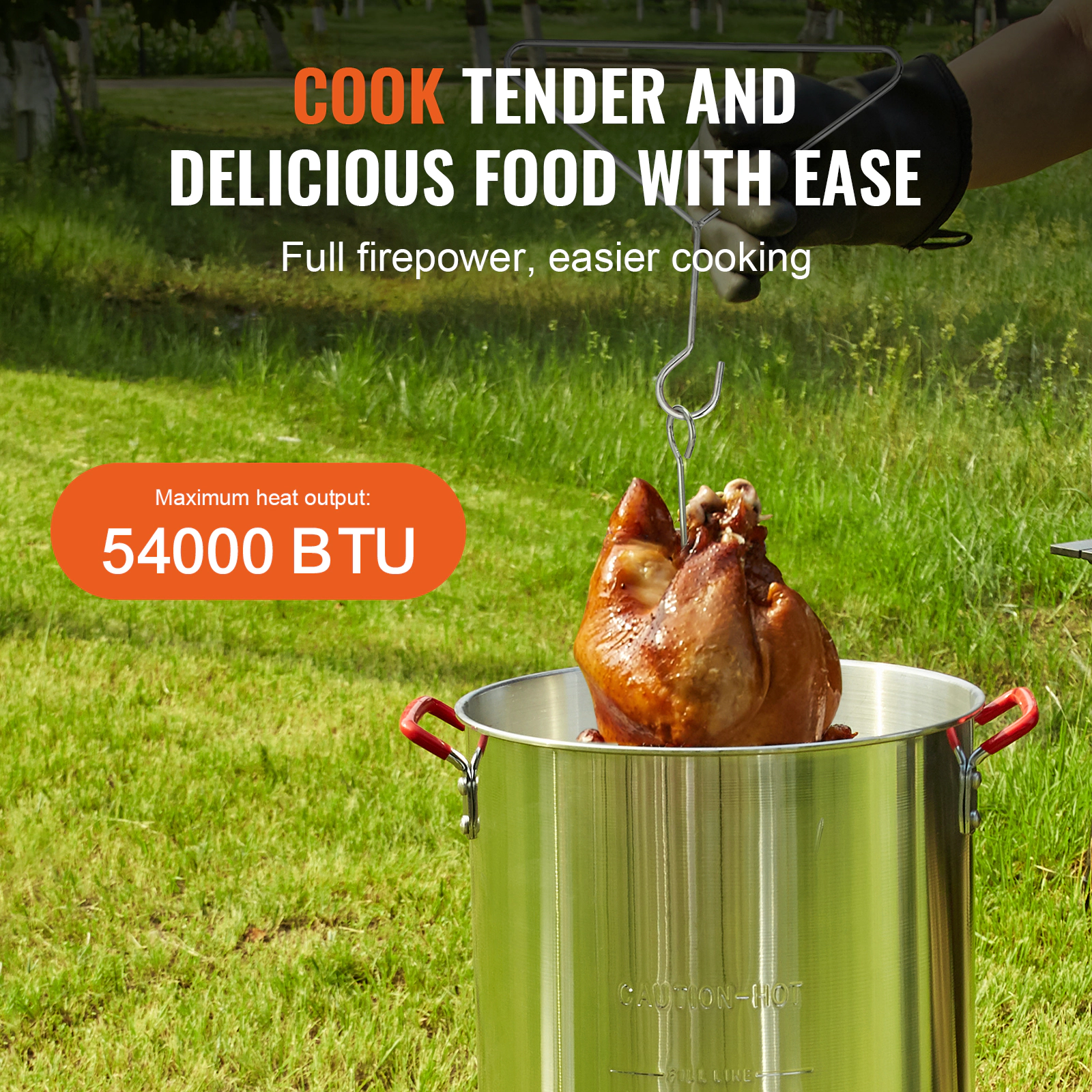HONGGE Turkey Deep Fryer, 30-qt Turkey Steamer Cooker Set, Outdoor Aluminum Seafood Frying Pot, 54