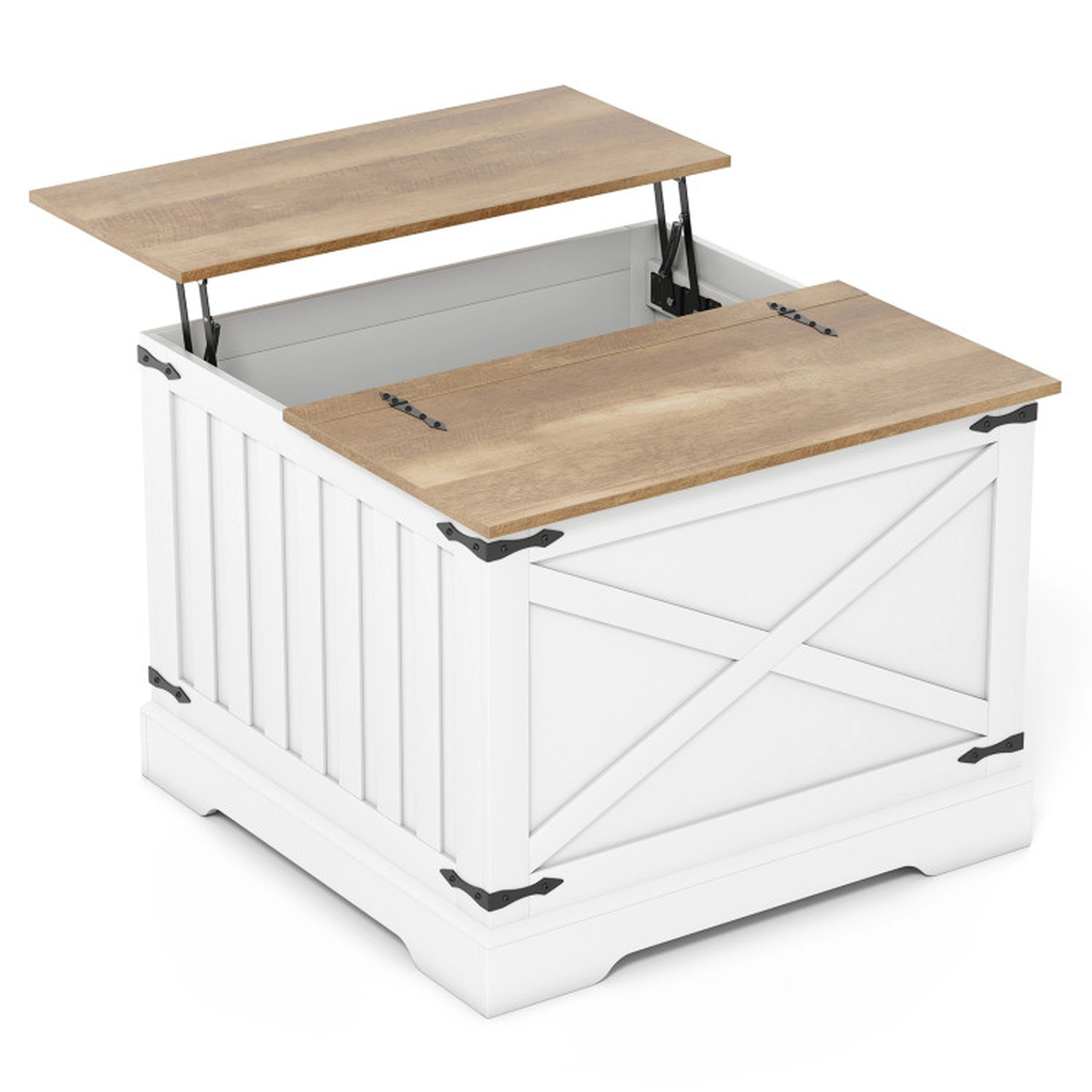 SUGIFT Farmhouse Lift Top Coffee Table with Hidden Storage Compartment 31.5-in Square Brown