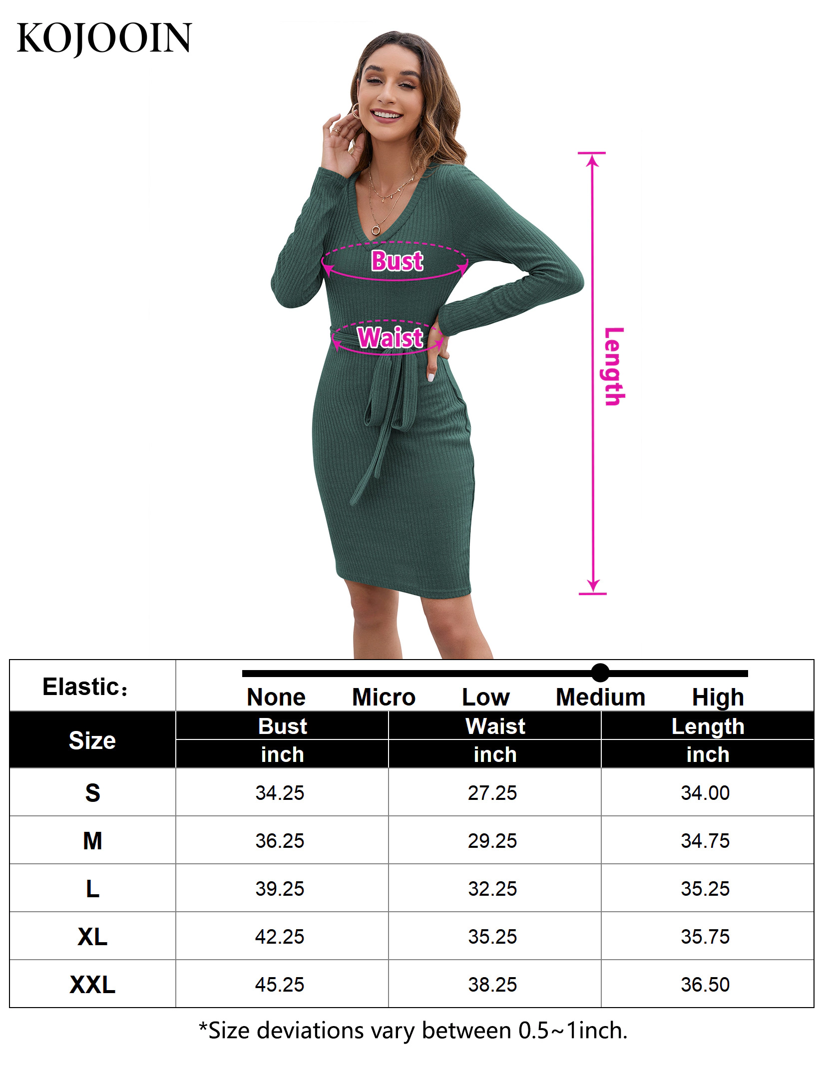 BLUEMING Women's 2026 Fall Long Sleeve Bodycon Midi Sweater Dress V Neck Tie Waist Midi Dresses Holiday Elegant Wedding