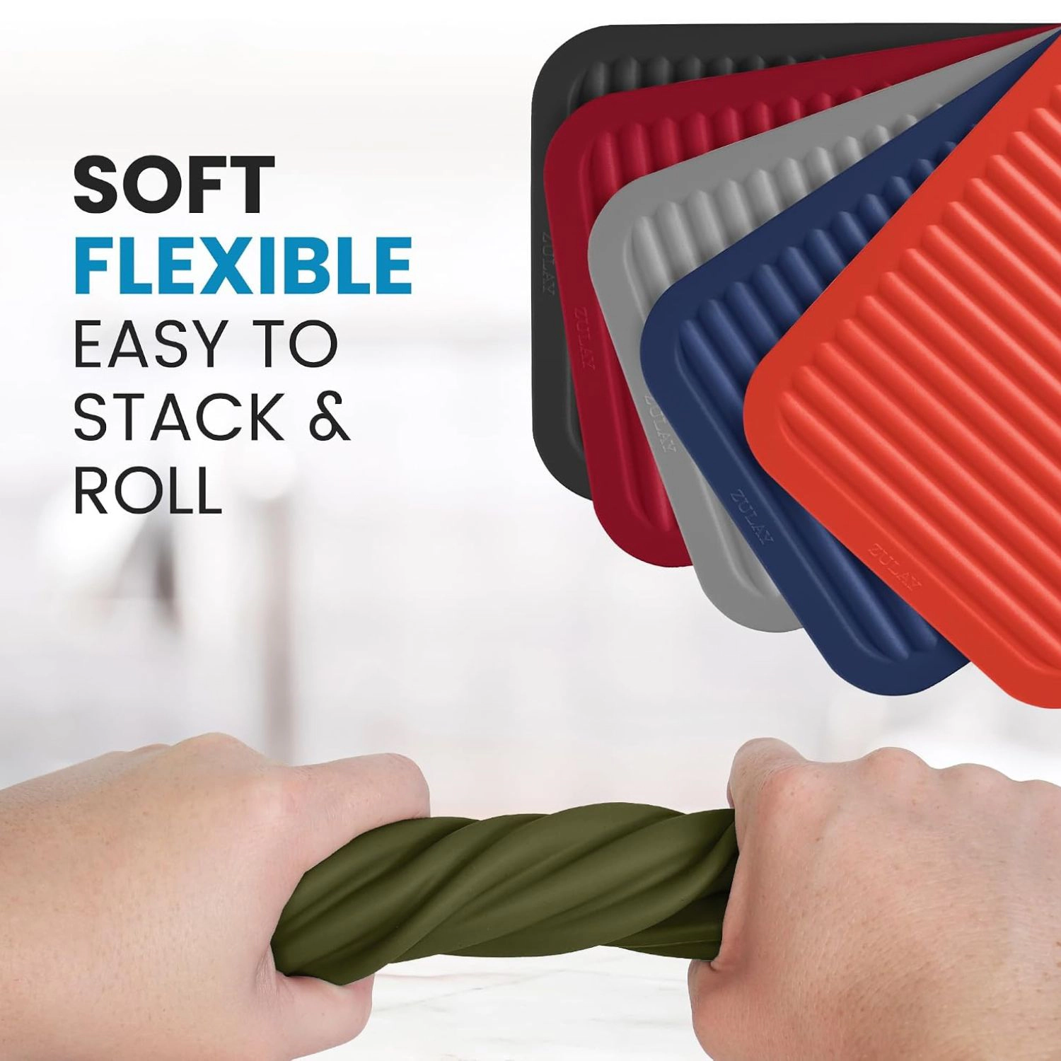 Zulay Kitchen 2-Pack 9"x12" Silicone Trivets for Hot Pots & Pans