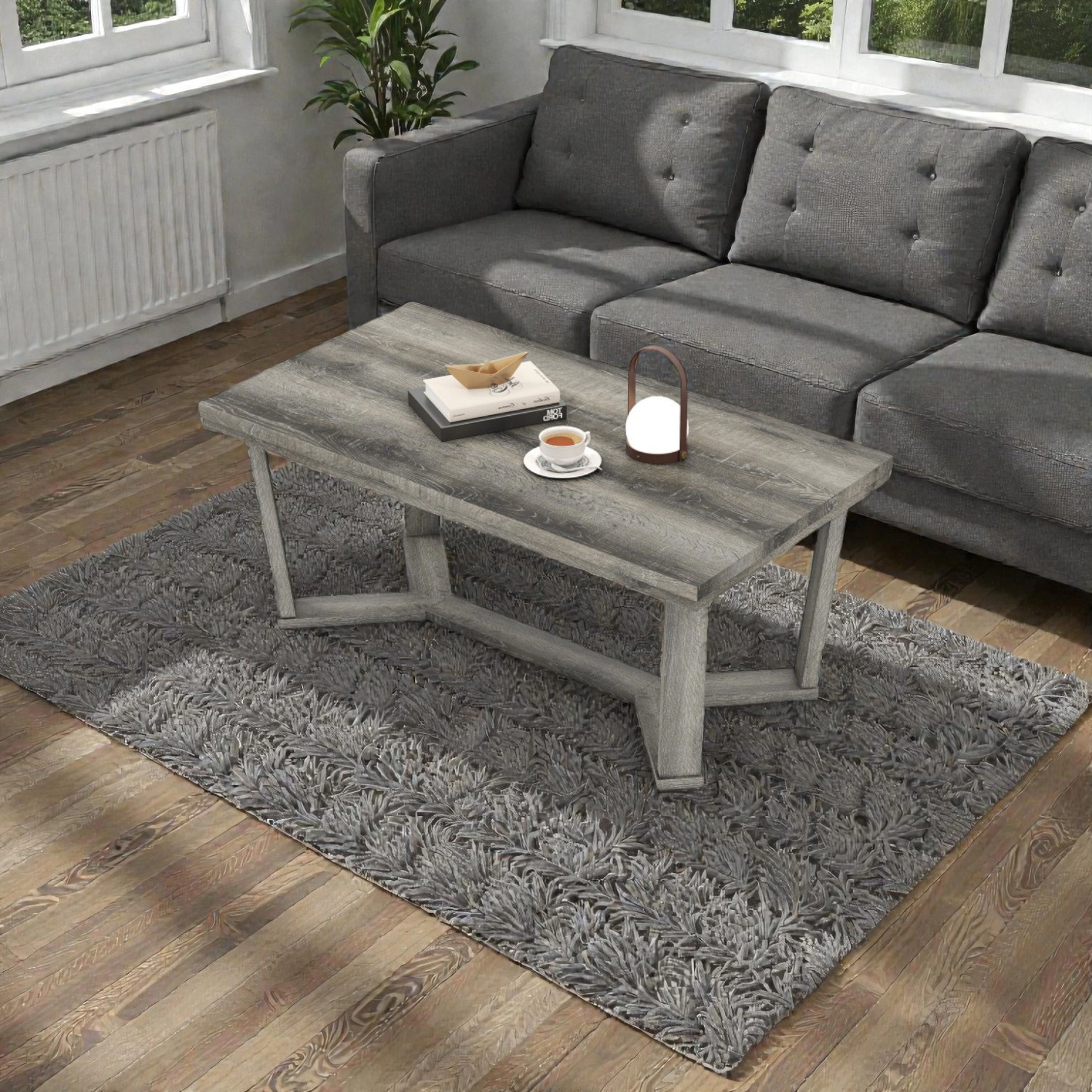 Hivvago Contemporary Rectangle Table Featuring Rubberwood Build and Cross Frame