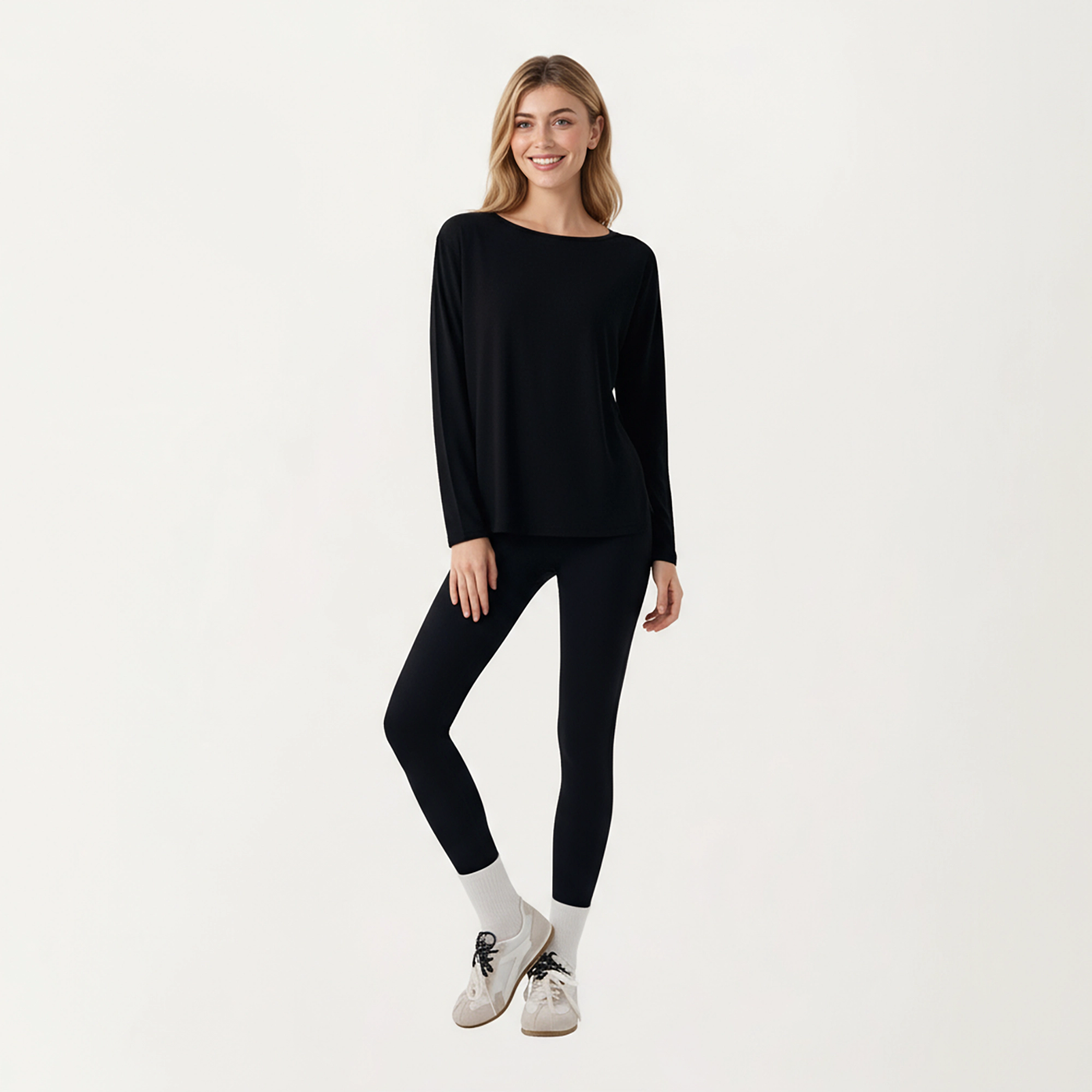 Anna-Kaci Women's Long Sleeve Pullover Top with Relaxed Fit and Boat Neckline