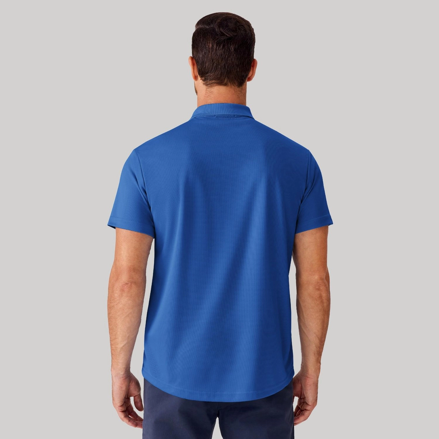 Pinspark Mens Solid Light Blue Polo Shirts Short Sleeve Collared Summer Casual Tops