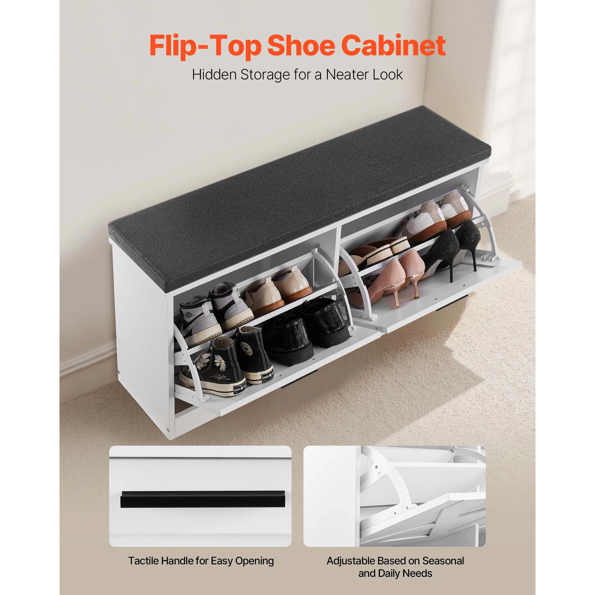 HONGGE Shoe Storage Bench for Hallway Entryway Bedroom