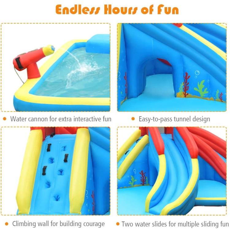 Hivvago Inflatable Water Slide Bounce House with Water Cannon and 950W Blower