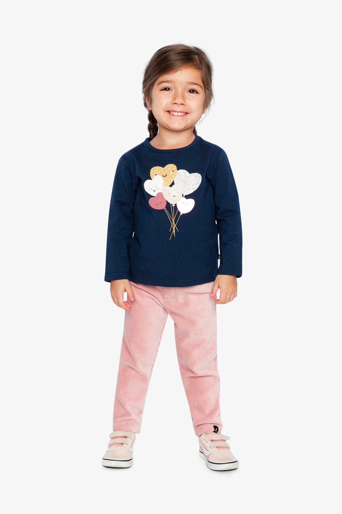 Deux par Girls Glittery Heart Balloon Organic Cotton Long Sleeve T-Shirt