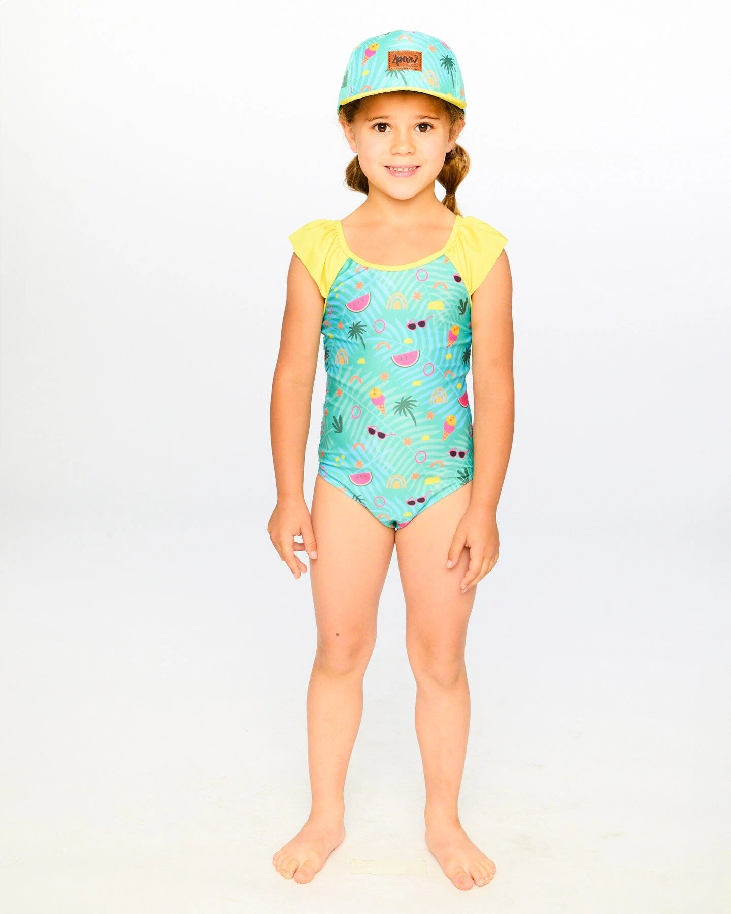 Deux par Deux Girls One-Piece Swimsuit Beach Print