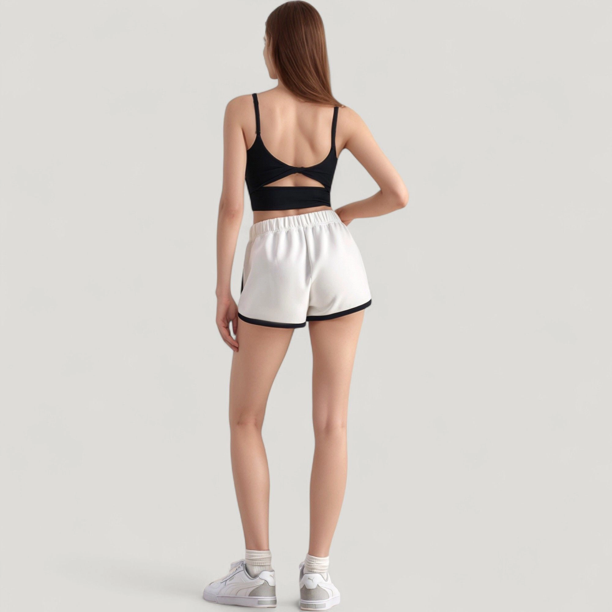 Anna-Kaci Women's Scoop Neck Spaghetti Strap Sports Bra with Smooth Finish